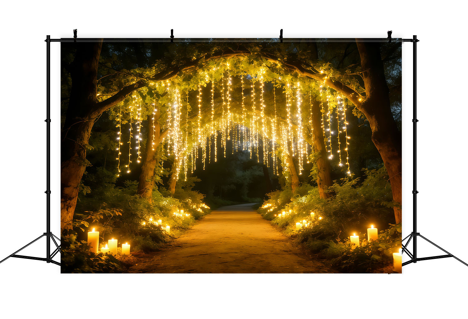 Night Forest Backdrop Golden Light Curtain Forest Path Twilight Forest Backdrop UK CSH61-217