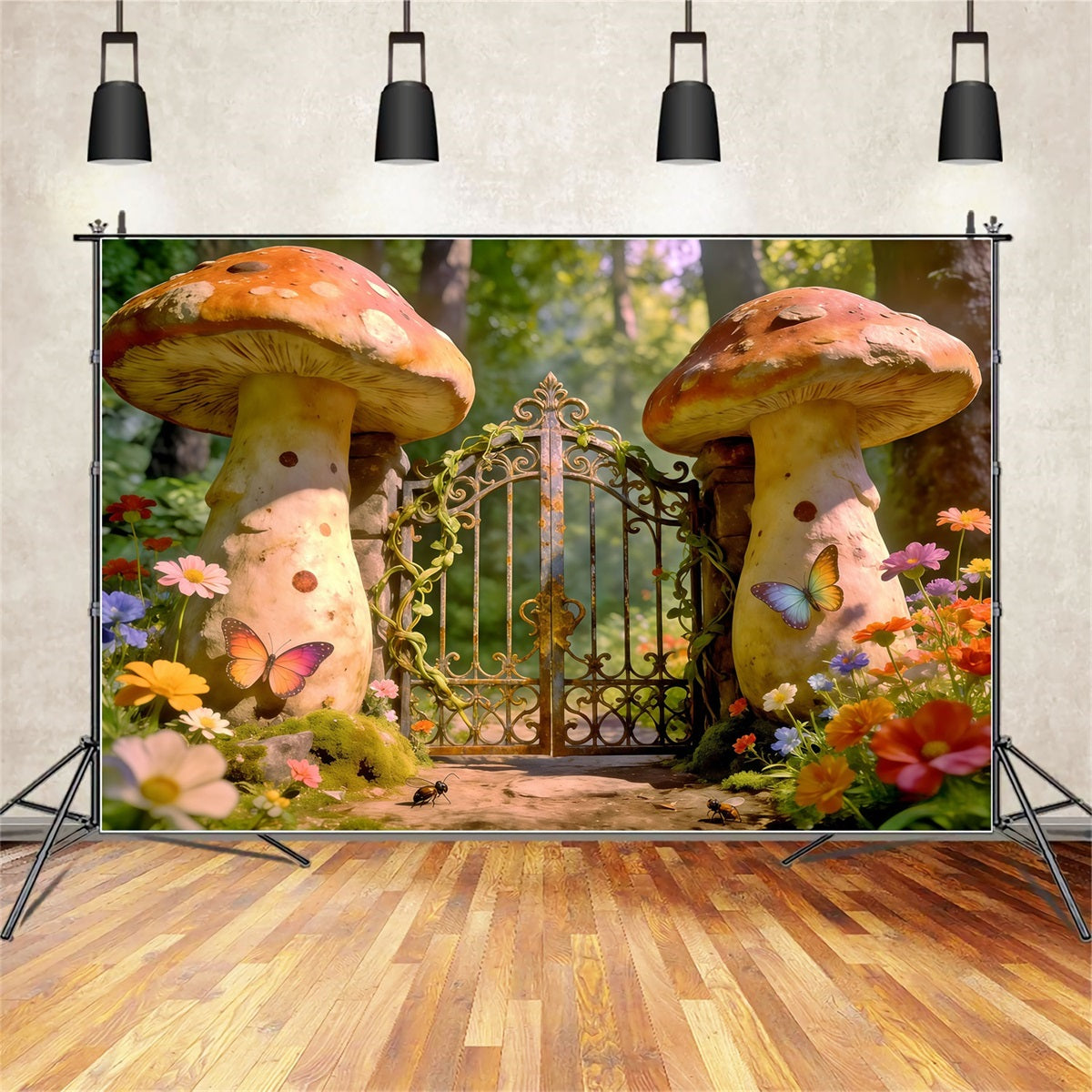 Fairy Forest Backdrop Enchanted Mushroom Gate Garden Forest Backdrop Photography UK CSH61-218
