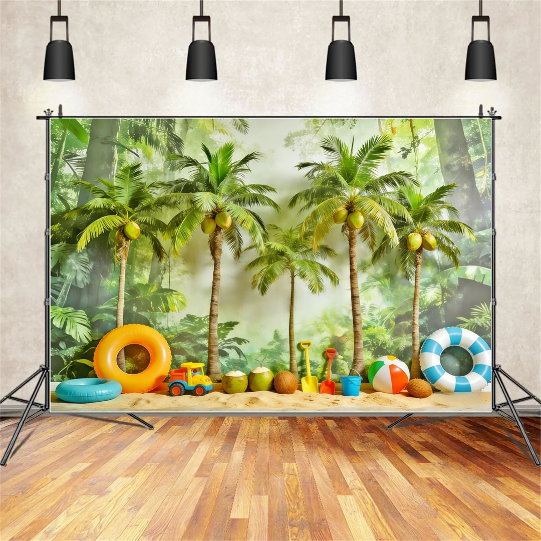 Tropical Forest Backdrop Tropical Palm Play Paradise Forest Photo Booth Backdrop UK CSH61-219