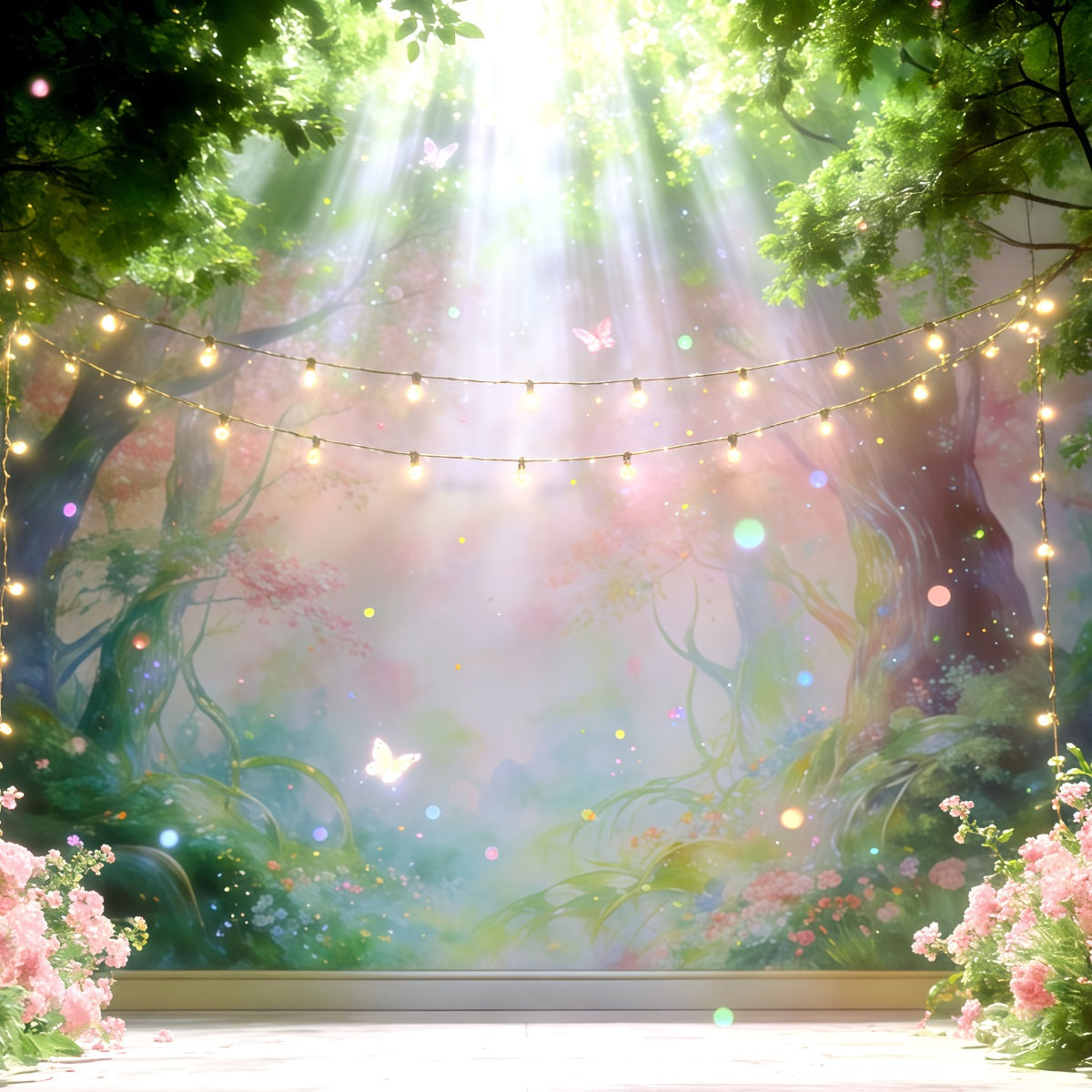 Enchanted Forest Theme Backdrop Fairy Light Woodland Stage Photography Backdrop Forest UK CSH61-222