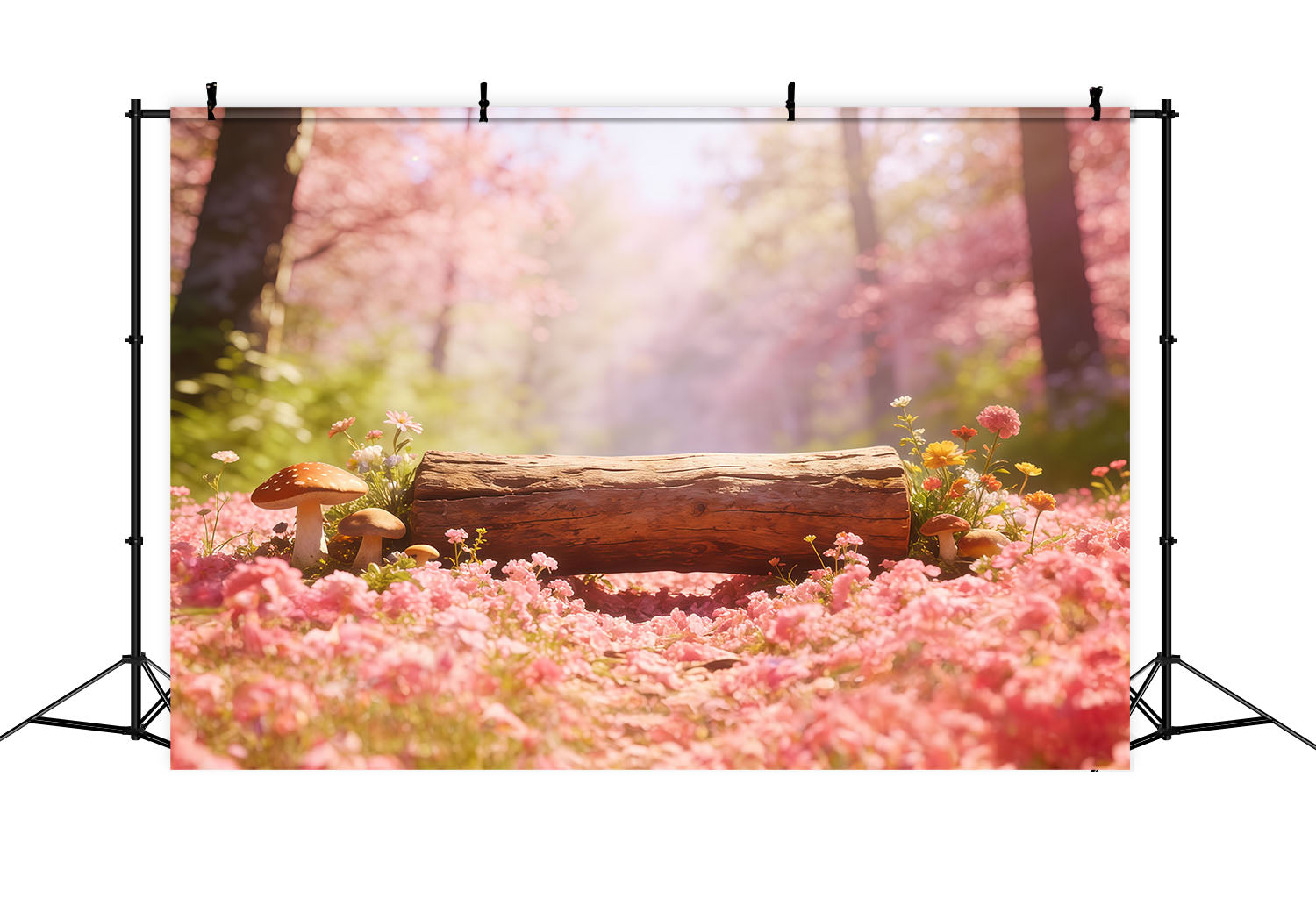 Forest Backdrop Pink Petal Log Meadow Forest Photography Backdrop UK CSH61-224