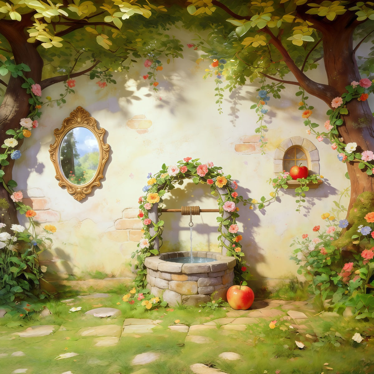 Fantasy Forest Backdrop Enchanted Garden Wishing Well Forest Photo Backdrops UK CSH61-225