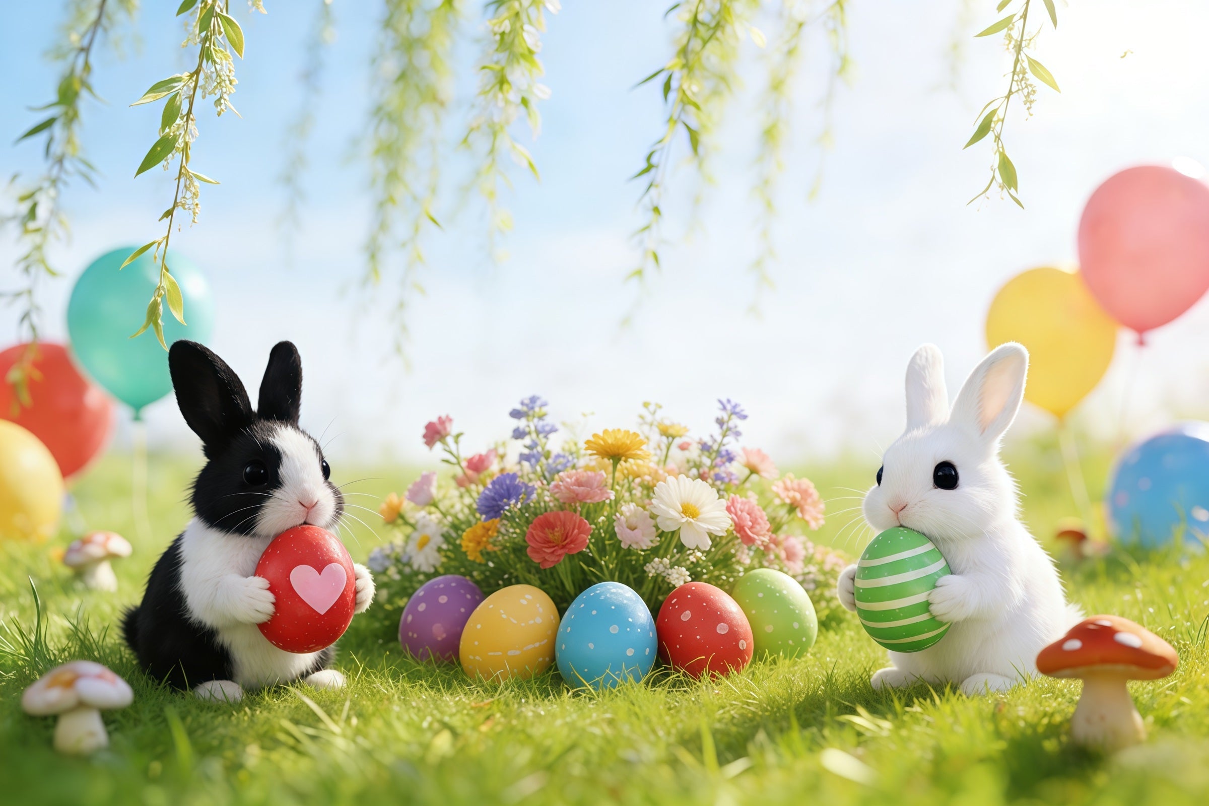 Easter Bunny Backdrop Balloon Spring Meadow Garden Backdrop Easter UK CSH61-24