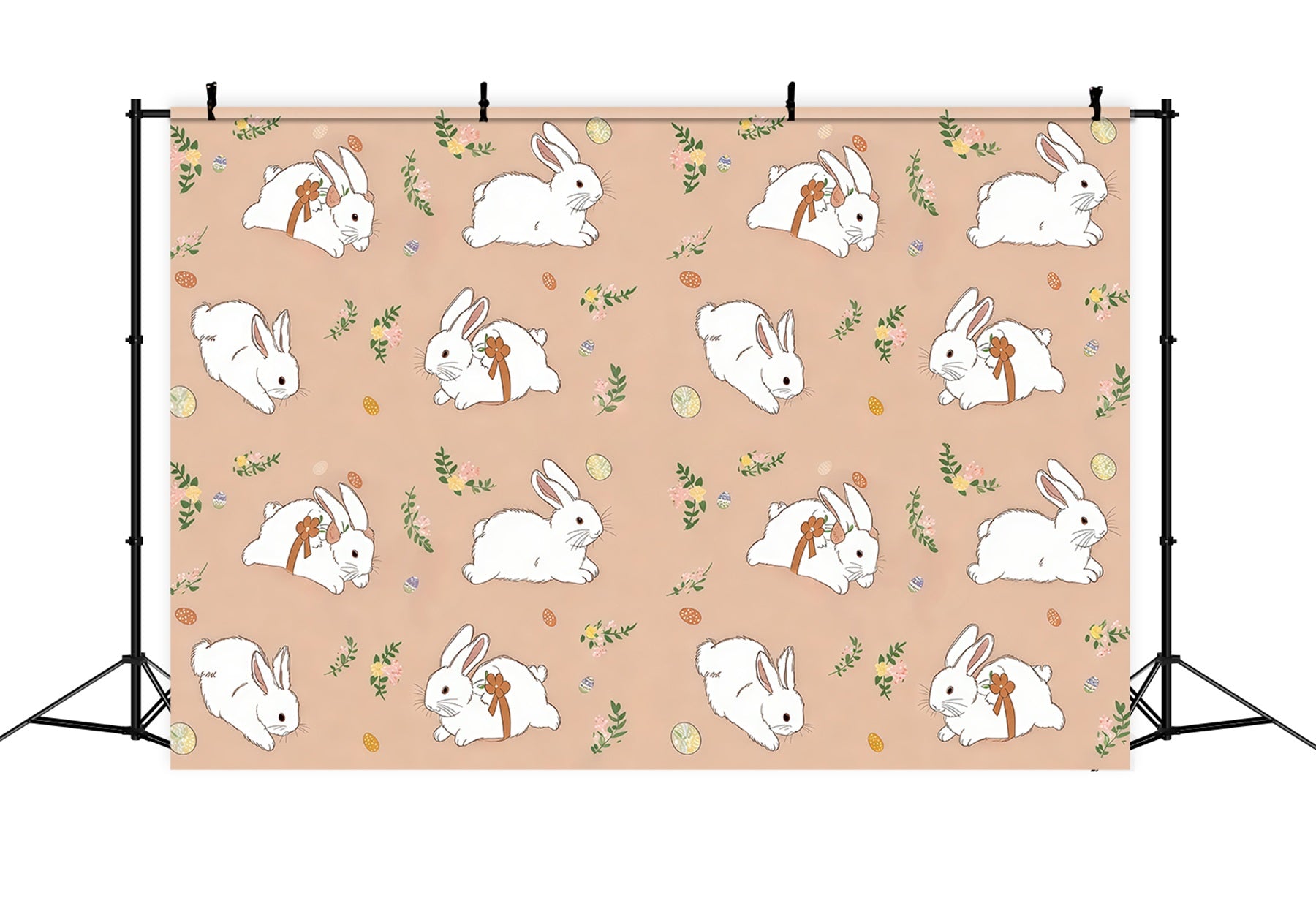 Easter Bunny Photo Backdrop Gentle Rabbit Floral Pattern Easter Backdrop Ideas UK CSH61-33