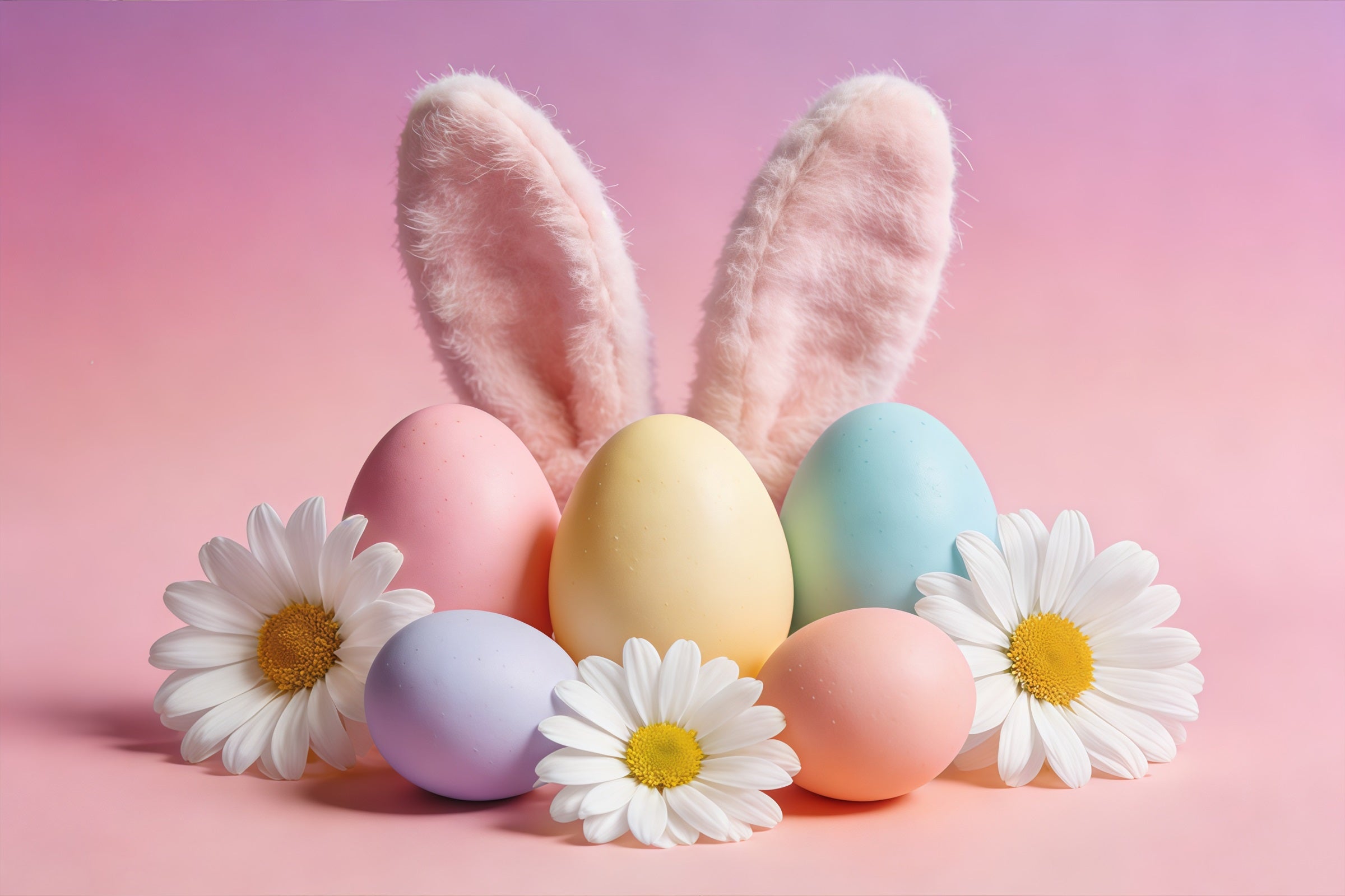 Easter Bunny Backdrop Ideas Ears Pastel Eggs Daisies Easter Photo Backdrops UK CSH61-49