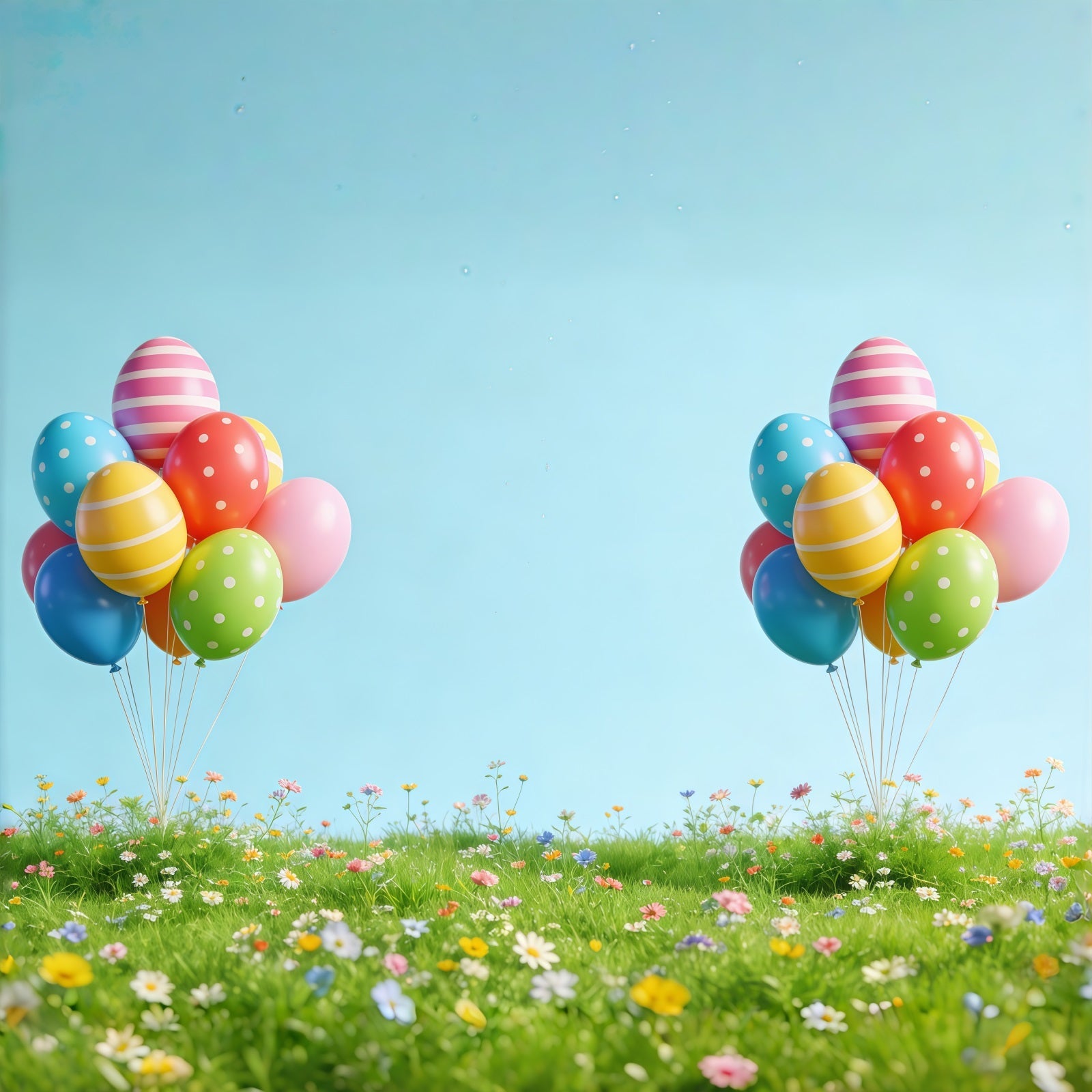 Easter Egg Hunt Backdrop Spring Balloon Meadow Wildflower Easter Photo Backdrops UK CSH61-52