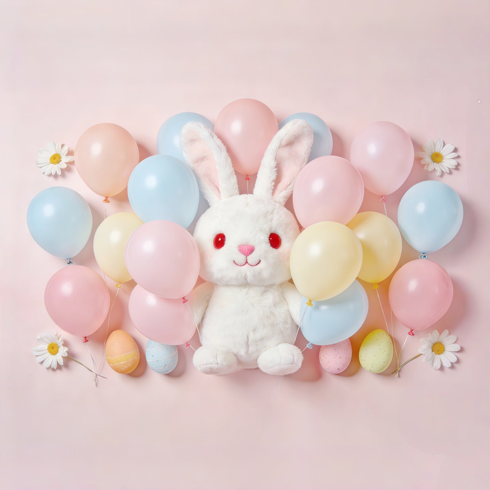 Easter Balloon Backdrop Pastel Eggs Pile Bunny Easter Photo Backdrops UK CSH61-58