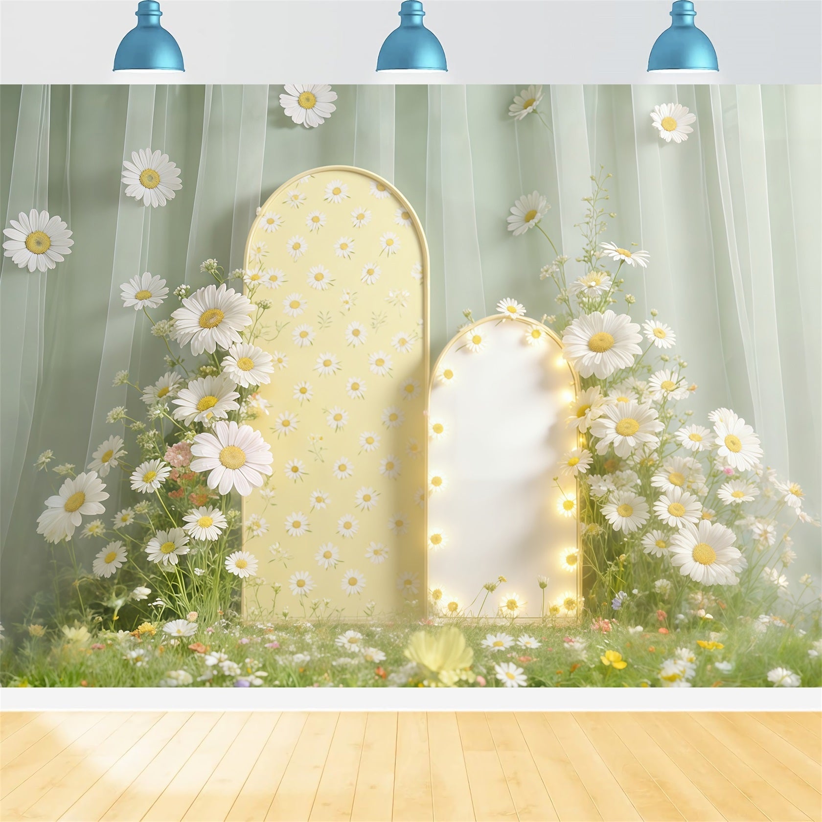 Easter Daisy Backdrop Flower Garden Arch Soft Light Photo Backdrop Easter UK CSH61-66