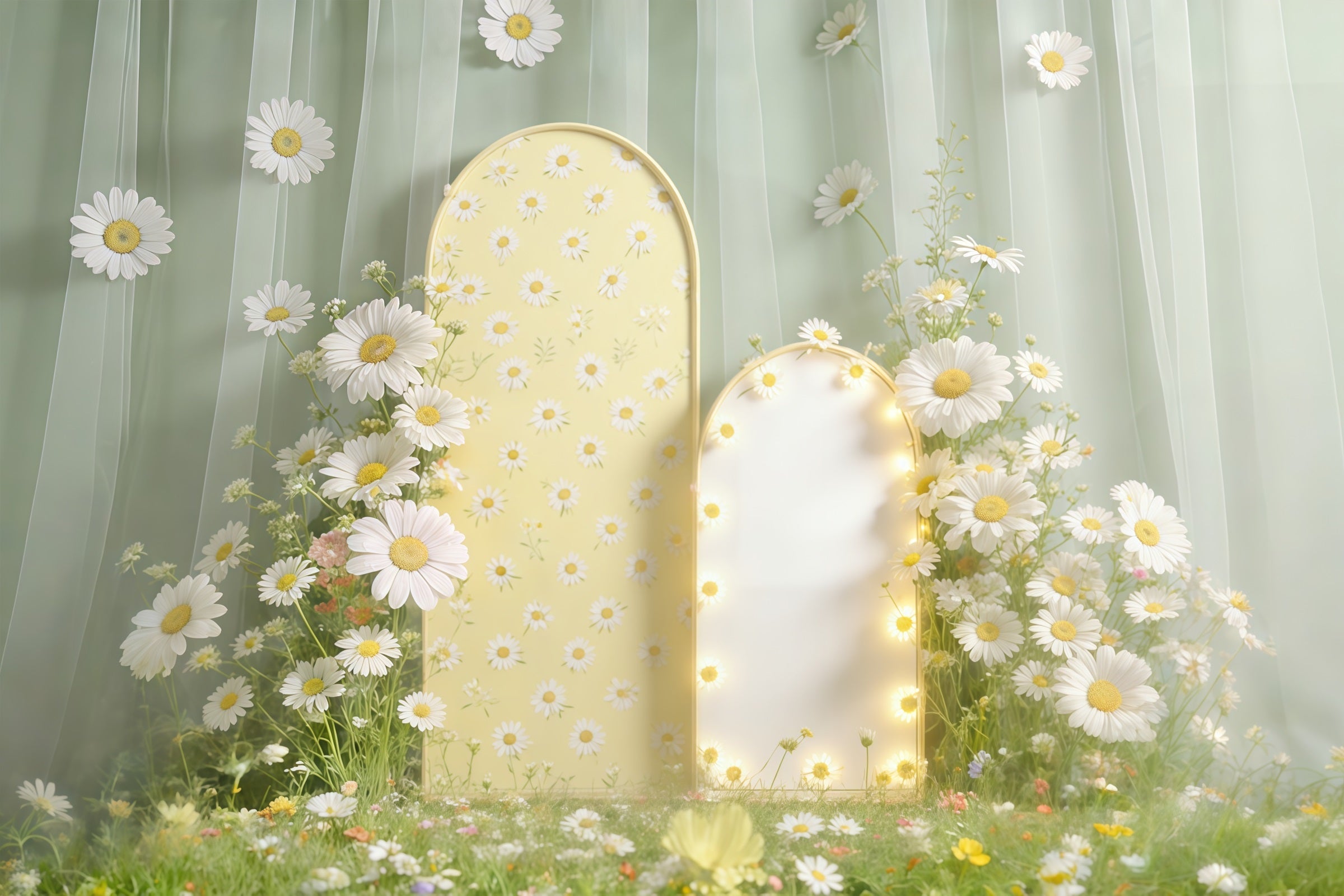 Easter Daisy Backdrop Flower Garden Arch Soft Light Photo Backdrop Easter UK CSH61-66