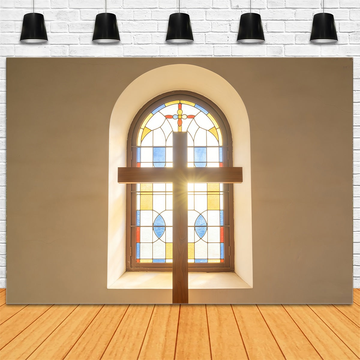 Easter Cross Backdrop Stained Glass Church Window Backdrops Easter UK CSH61-76
