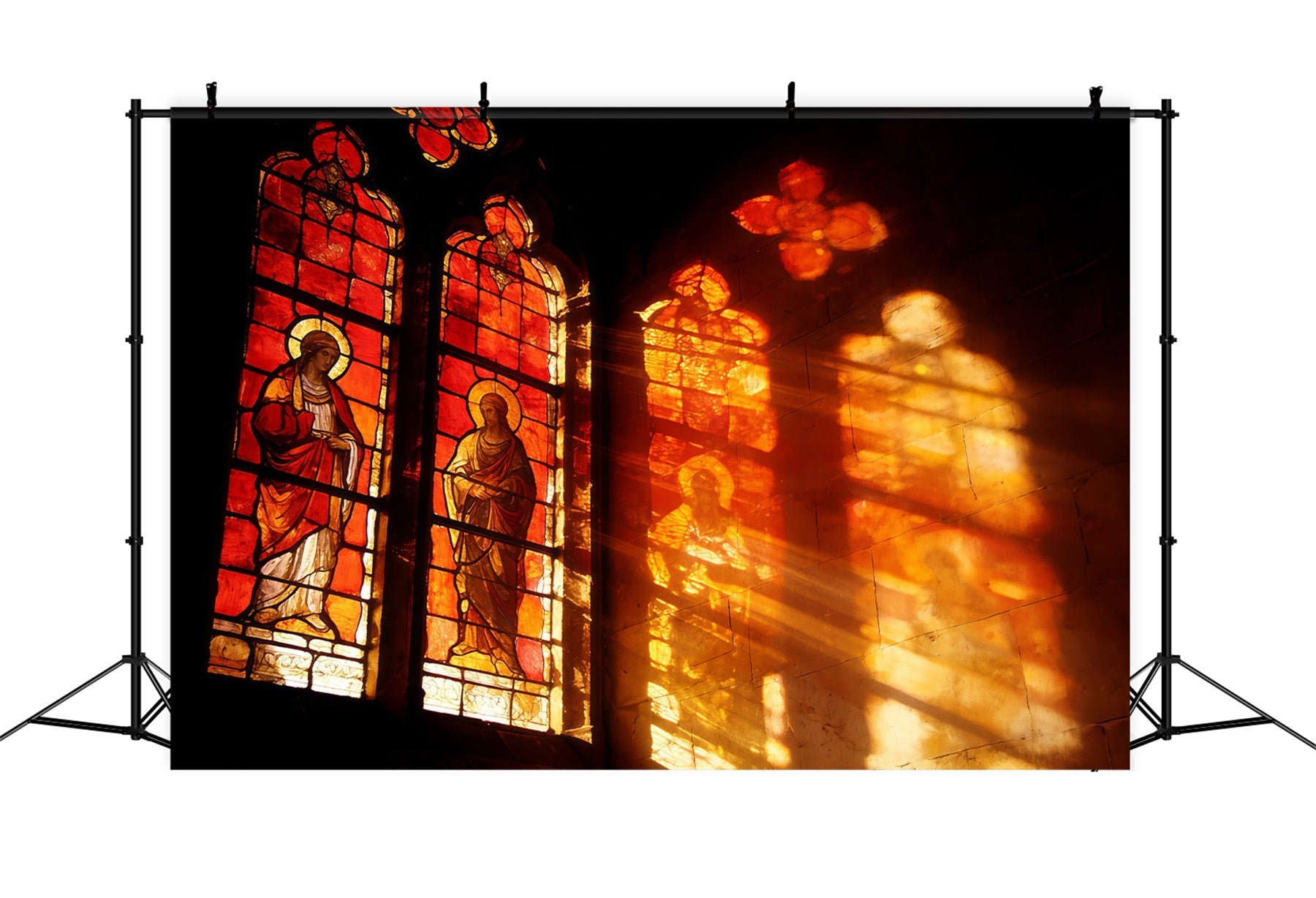 Easter Stained Glass Backdrop Sunset Through Windows Easter Backdrops For Photos UK CSH61-78