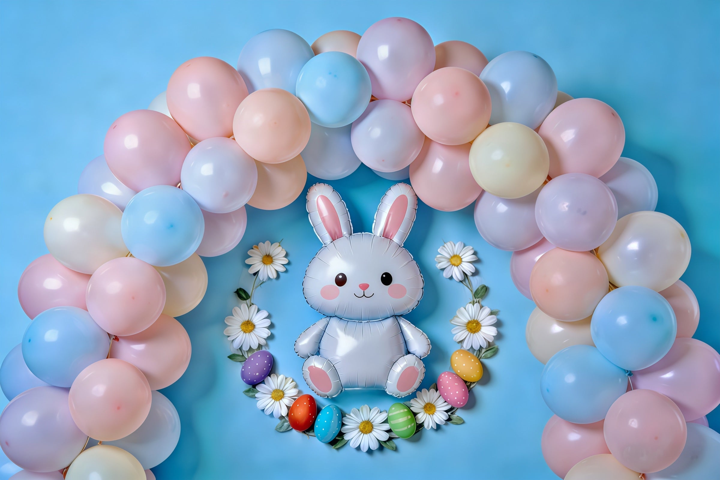 Easter Pastel Balloons Backdrop Balloon Arch Bunny Eggs Easter Backdrops Photography UK CSH61-82