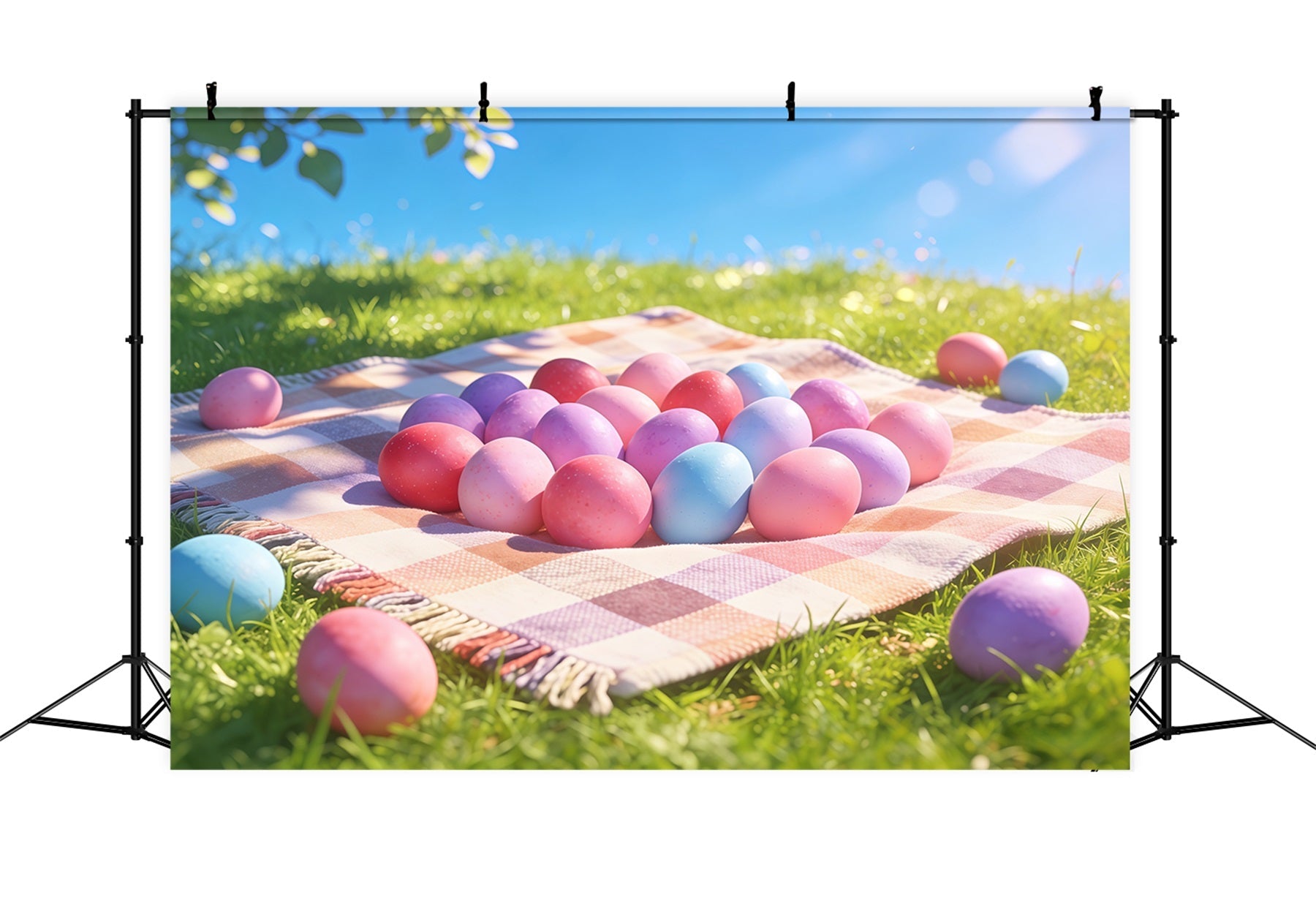 Easter Church Photo Backdrop Pastel Egg Field Meadow Happy Easter Backdrop UK CSH61-9