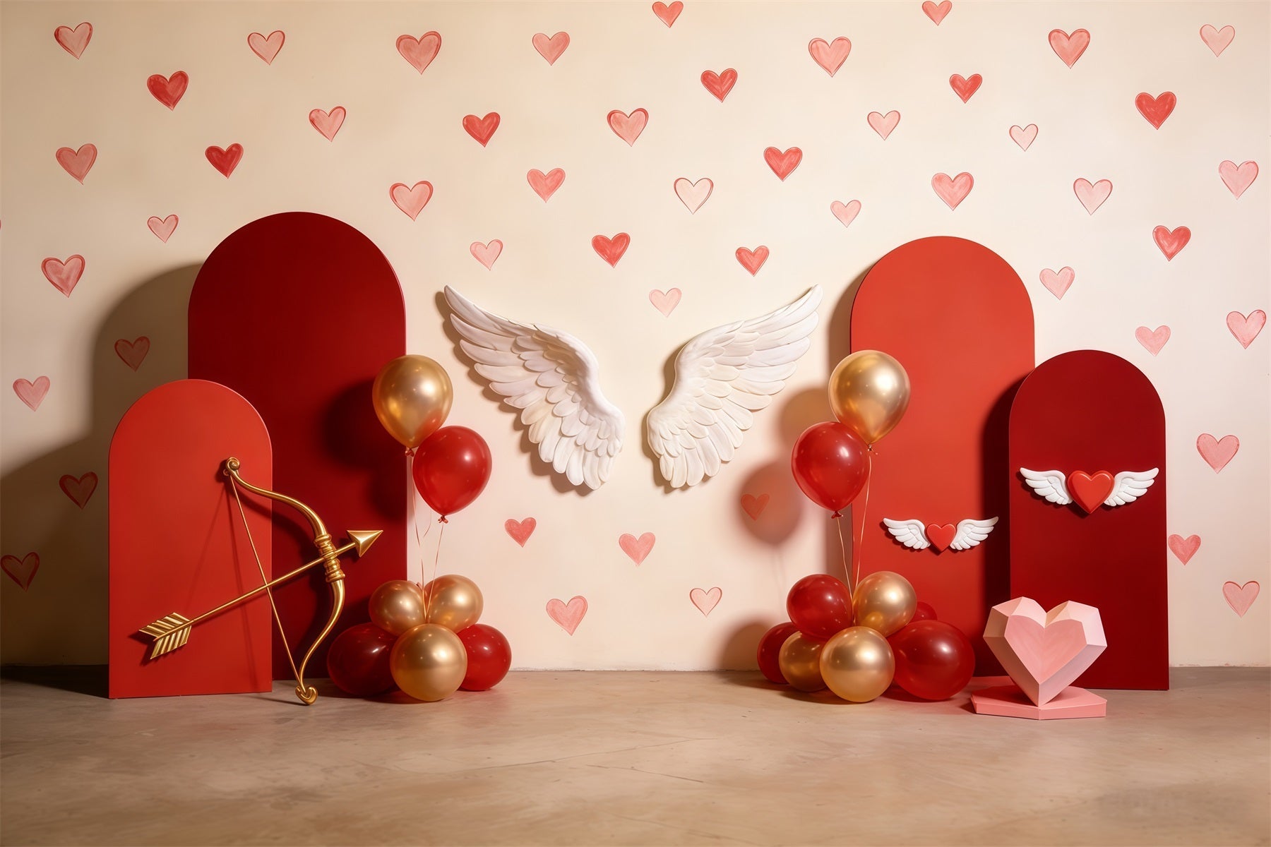 Cupid Backdrop Wing Heart Balloon Arch Valentine Backdrop UK CSH61-96