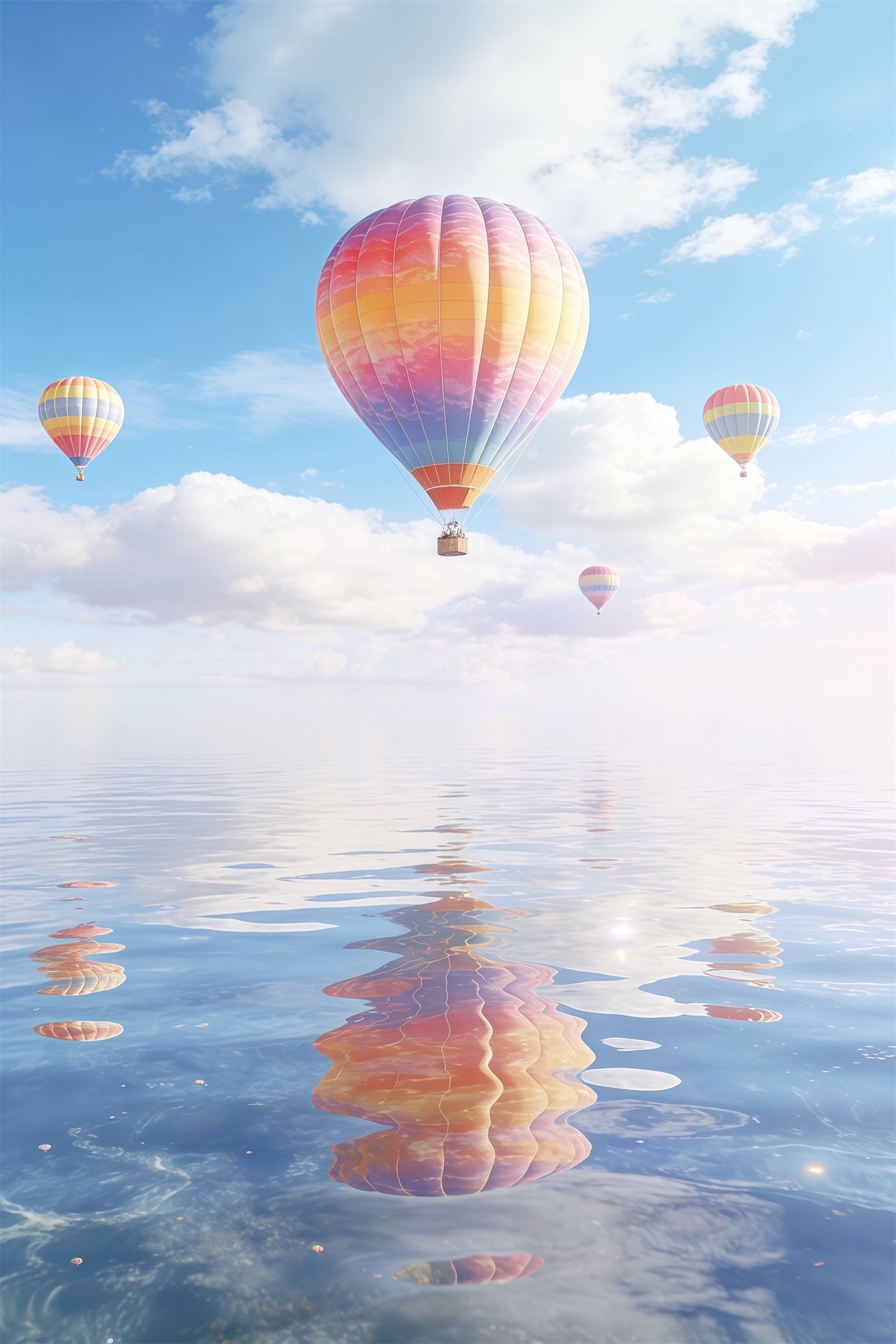 Clouds Backdrop Pastel Balloon Water Reflection Sky Blue Backdrop UK CSH62-112