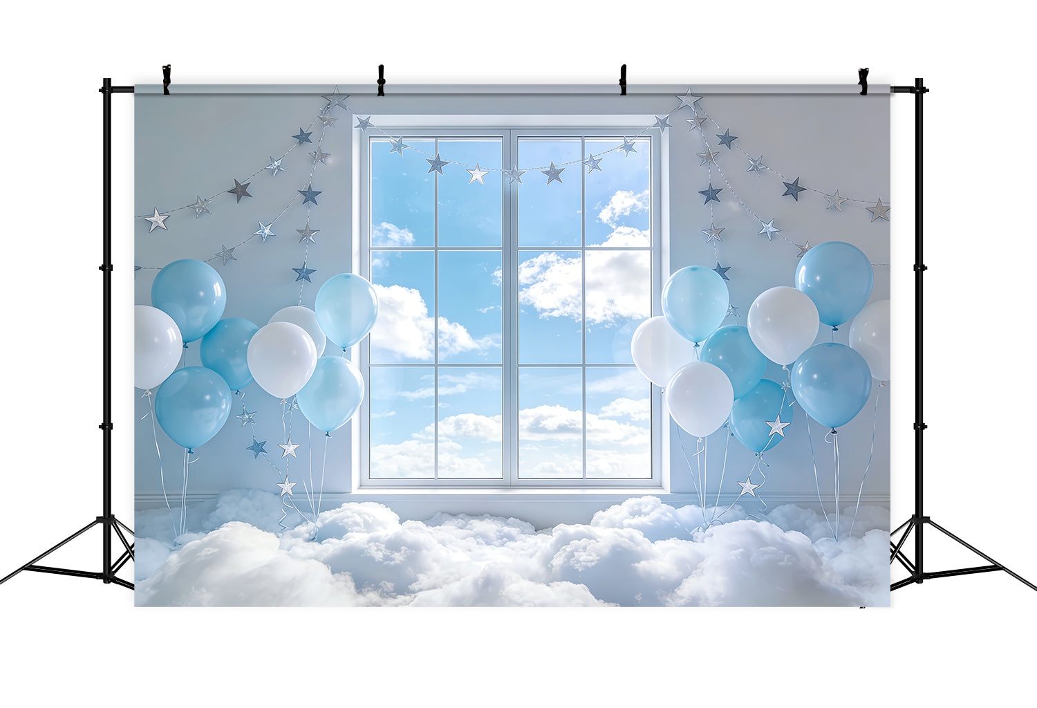 Cloud Backdrops Star Balloon Window Sky Kids Photography Backdrop UK CSH62-115
