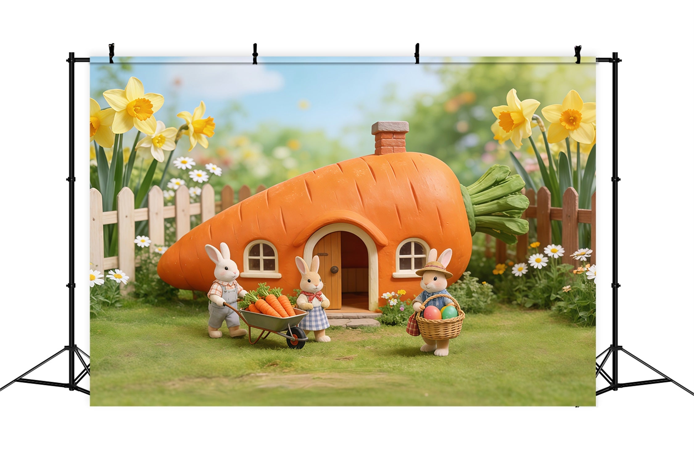 Carrot Backdrop Carrot House Bunny Family Outdoor Easter Backdrop Ideas UK CSH62-62