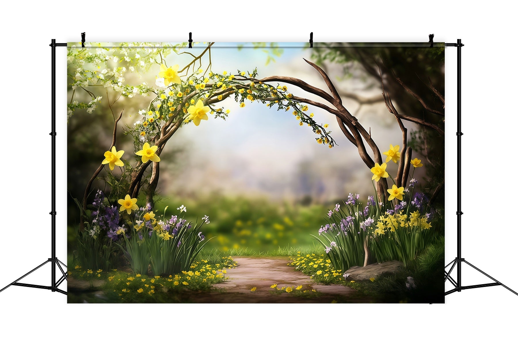 Easter Daffodil,l Backdrop Twig Arch Wildflower Blooms Backdrops For Easter Plays UK CSH62-78