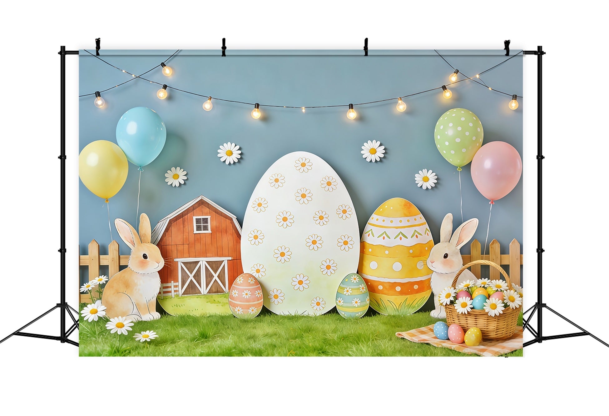 Easter Rustic Backdrop Farm Cutout Daisy Eggs Easter Backdrop Lighting & Studio UK CSH62-88