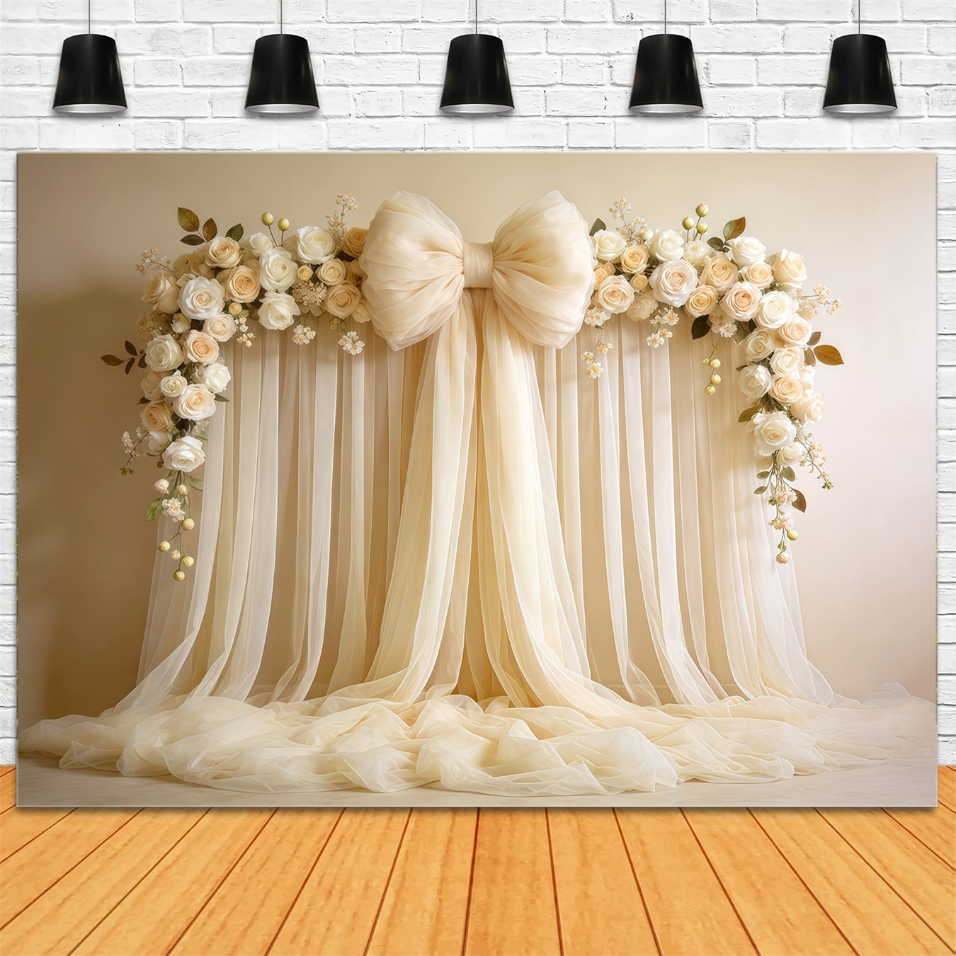 Mothers Day Flower Backdrop Ivory Rose Bow Drape Wall Mothers Day Photo Backdrop Ideas UK CSH63-105