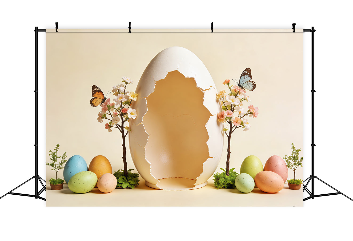 Easter Egg Backdrop Cracked Giant Egg Butterfly Blossom Tree Simple Easter Backdrop UK CSH63-36