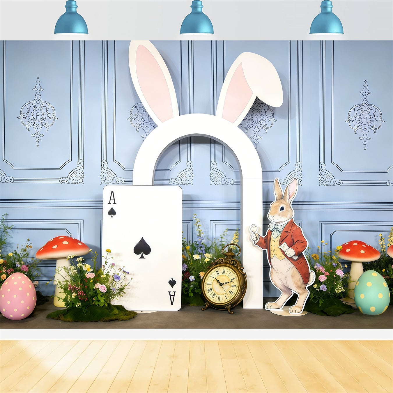 Easter Rabbit Backdrop Alice Wonderland Bunny Ear Door 10x10 Easter Backdrops UK CSH63-39