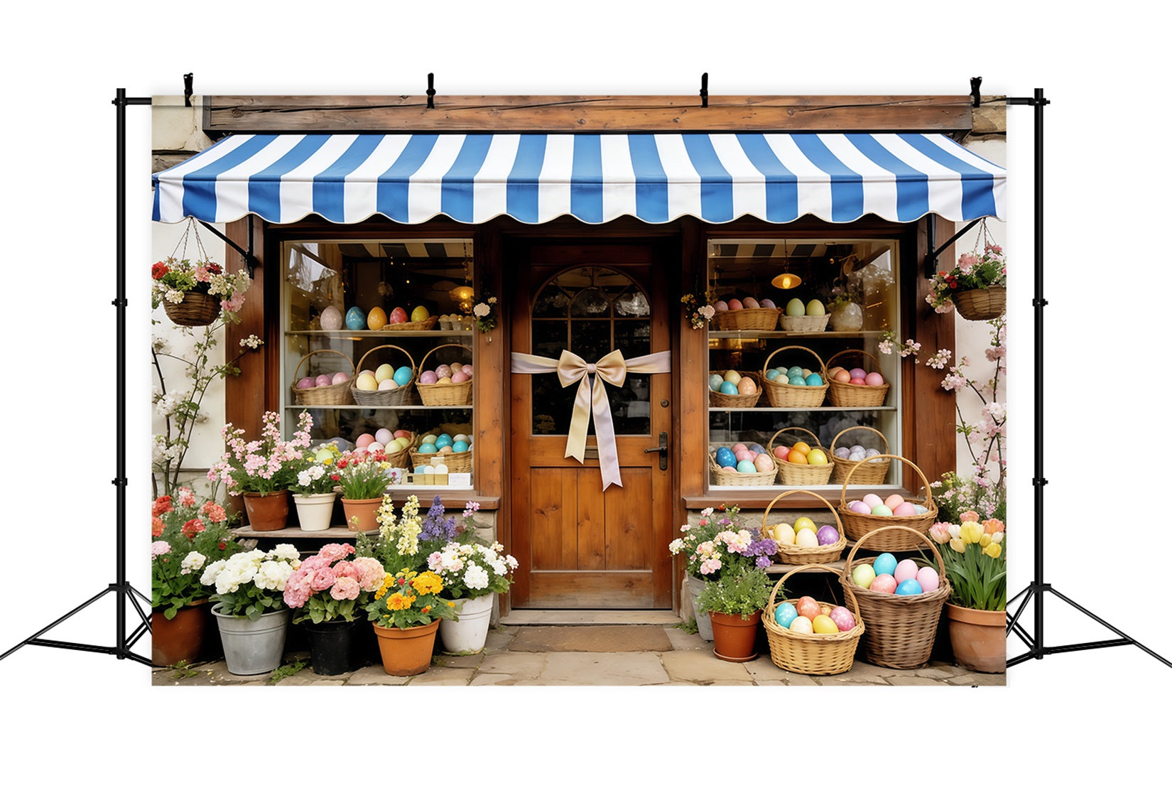 Easter Rustic Backdrop Egg Basket Wooden Flower Shop 10x10 Easter Backdrop UK CSH63-40
