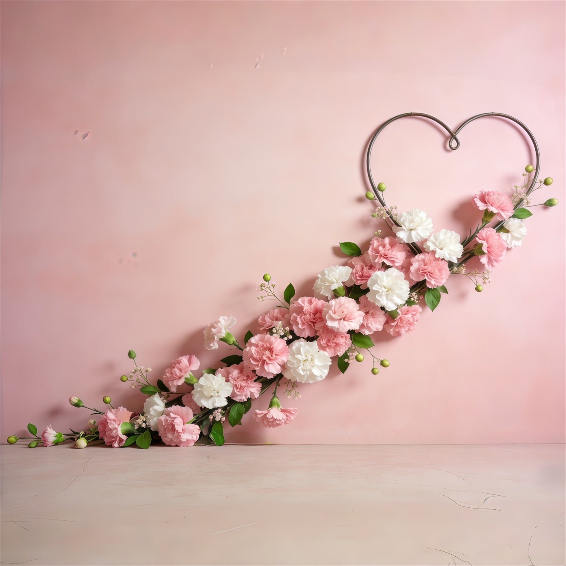 Floral Wreath Mother's Day Backdrop Pink Heart Carnation Garland Mothers Day Backdrop UK CSH63-58