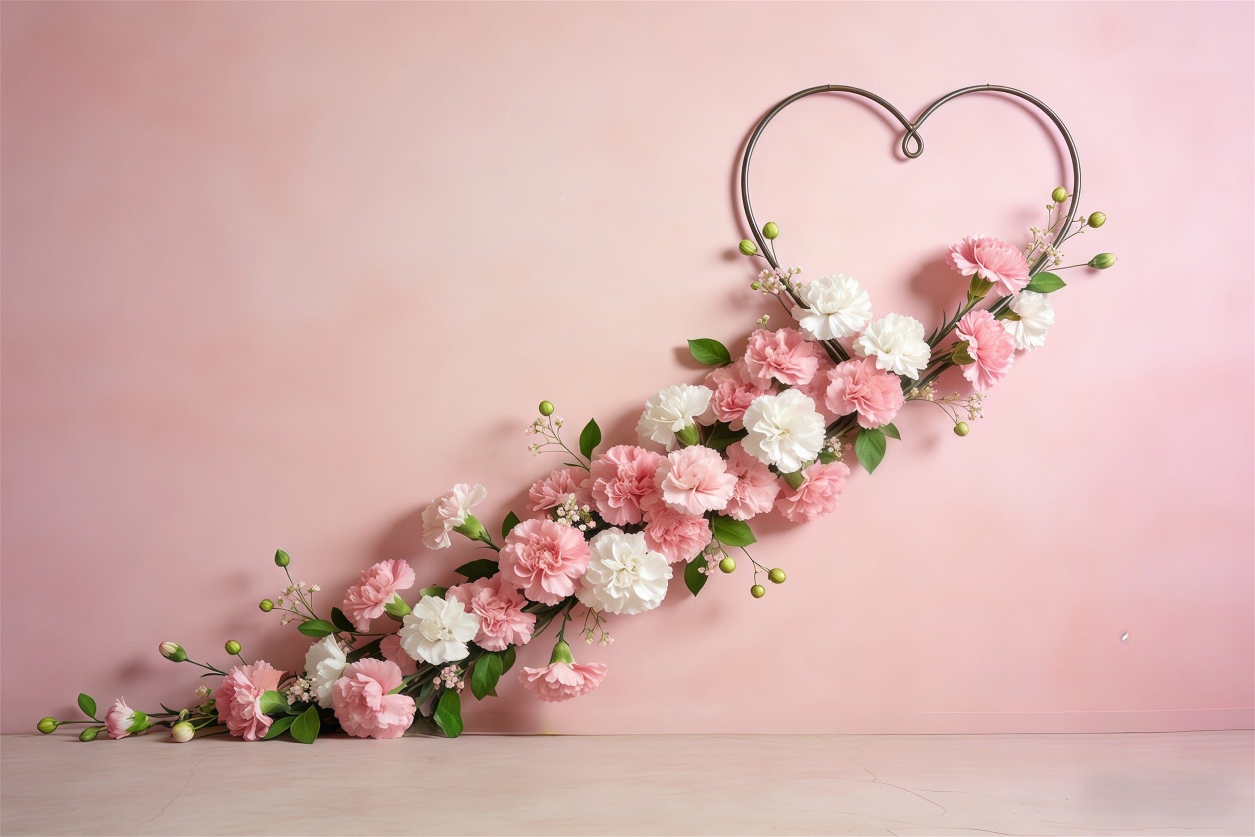 Floral Wreath Mother's Day Backdrop Pink Heart Carnation Garland Mothers Day Backdrop UK CSH63-58