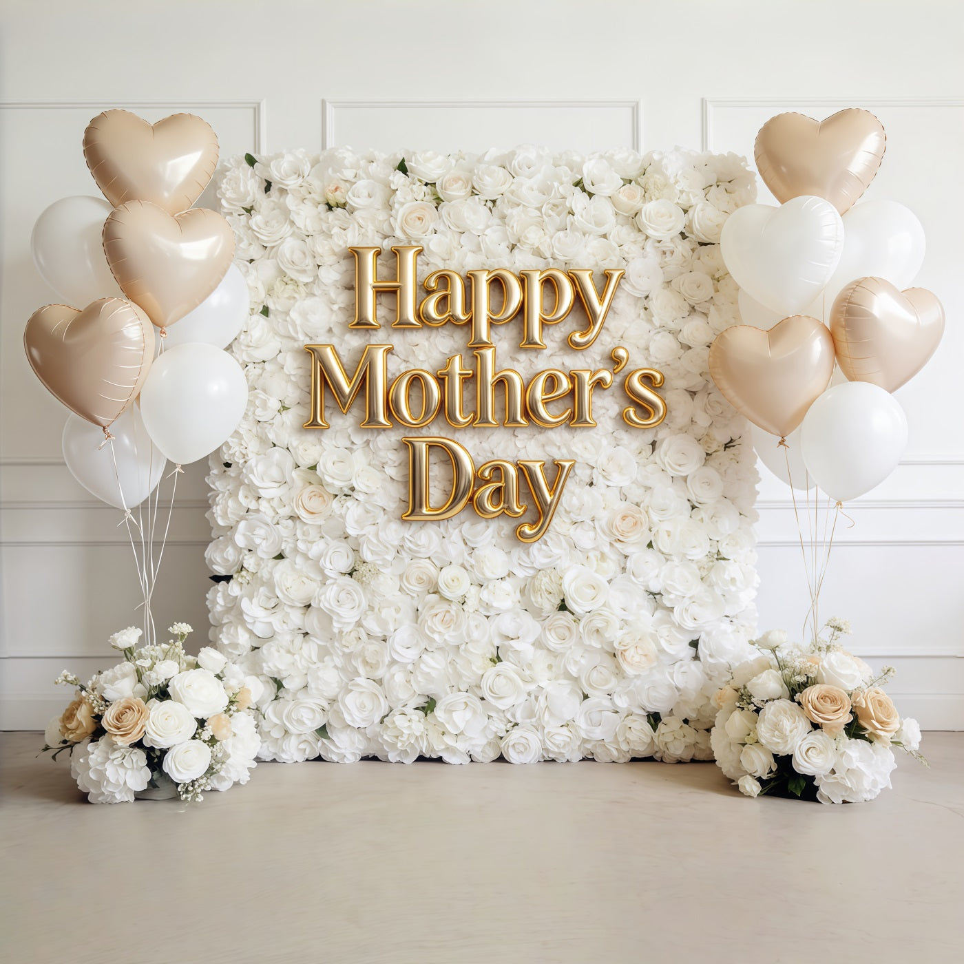 Mother’s Day Lettering Backdrop White Rose Balloon Wall Mother's Day Photo Backdrop UK CSH63-62