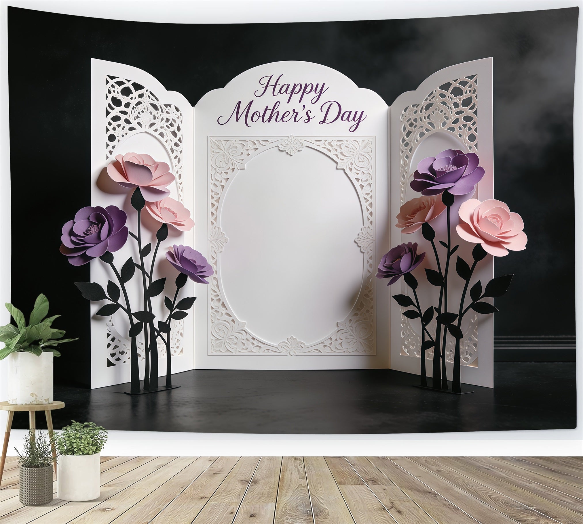 Mother’s Day Lettering Backdrop Lavender Paper Bloom Panel Mother's Day Photo Backdrop UK CSH63-67