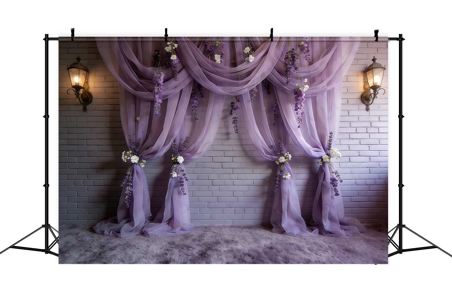 Lavender Flowers Purple Drapes Floral Wall Elegance Happy Mother's Day Backdrop UK CSH63-84