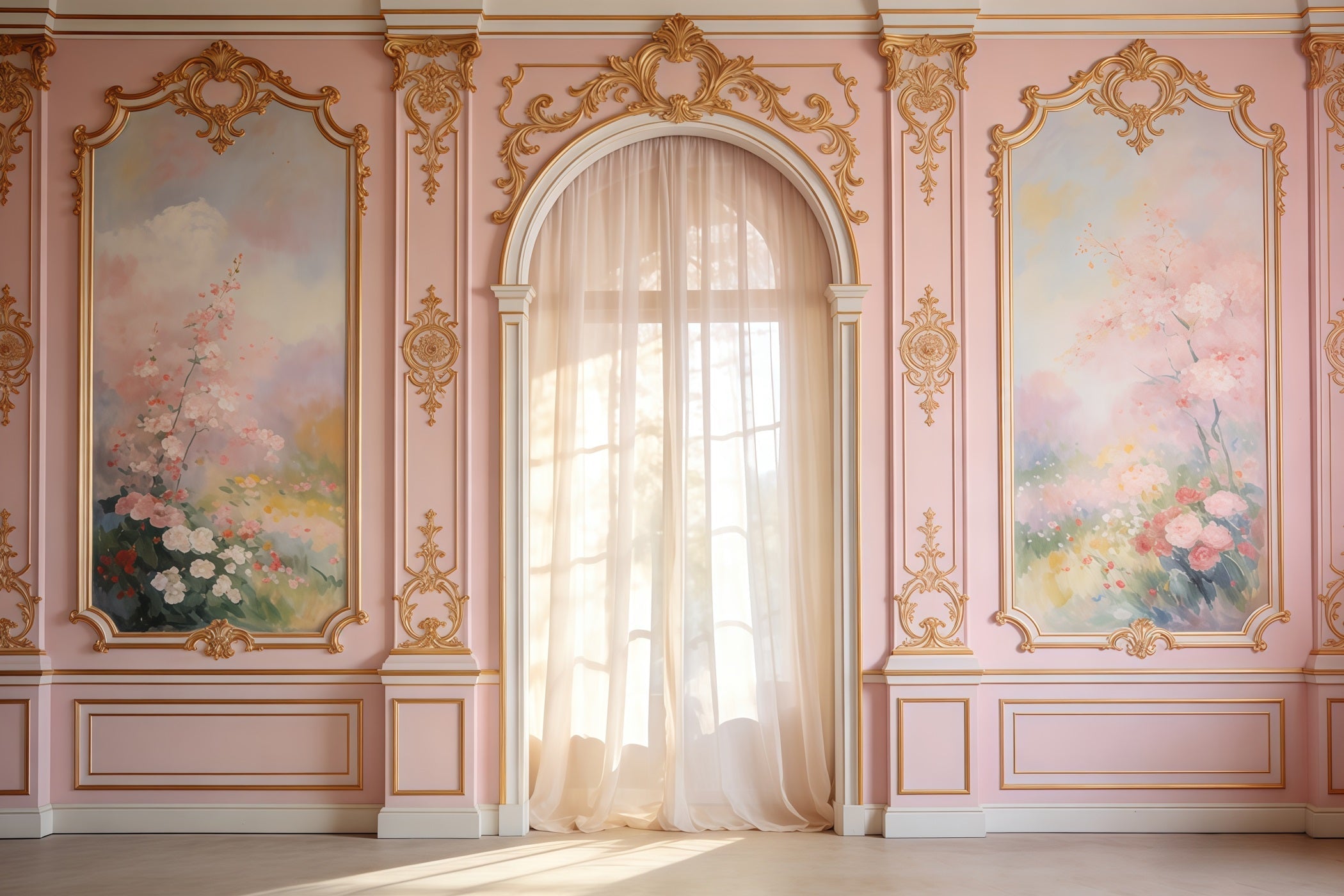 Rococo Floral Mother's Day Backdrop Blush Wall Floral Archway Mother's Day Photoshoot Backdrop UK CSH63-87