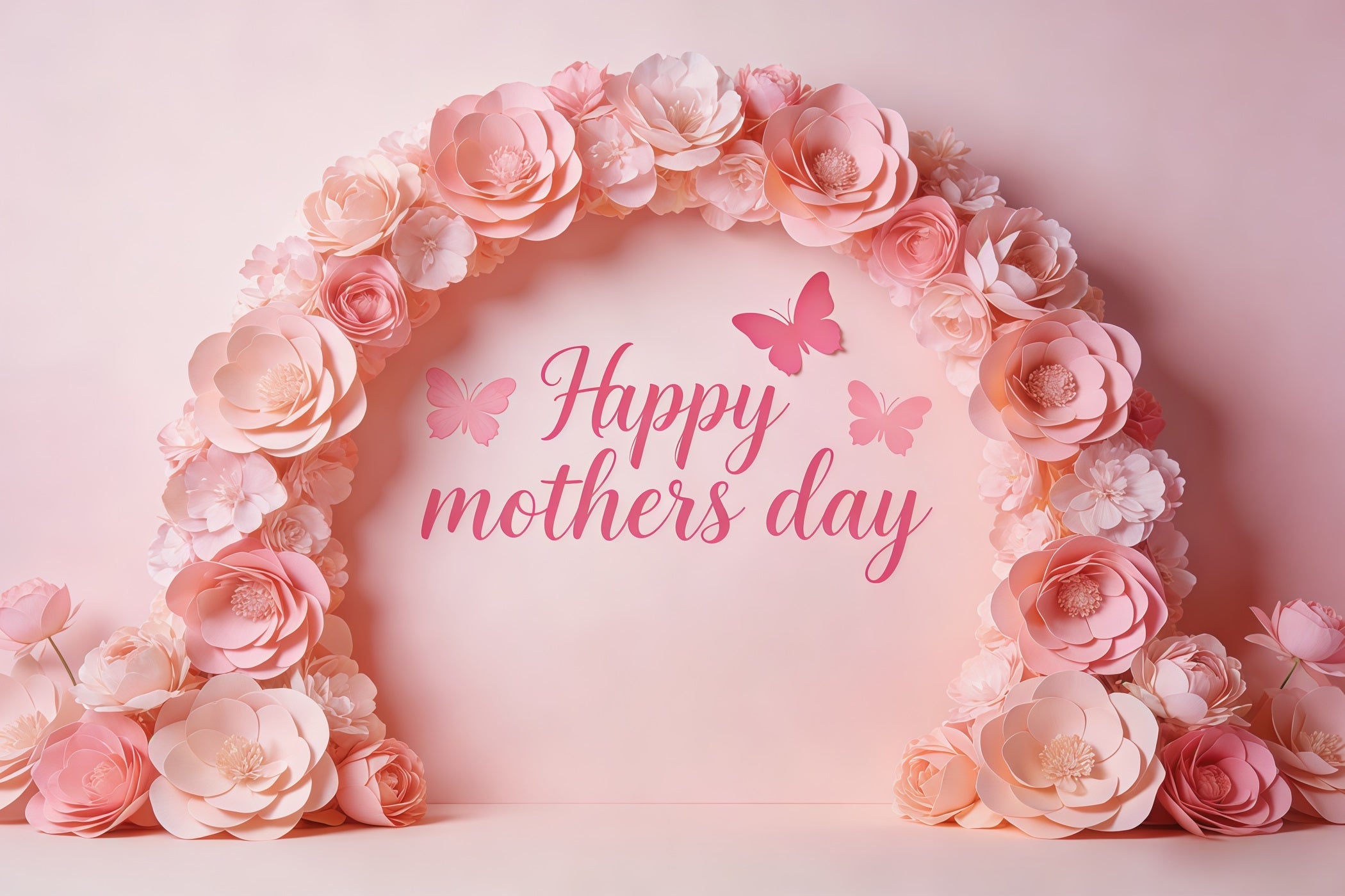 Mother's Day Backdrop For Church Pink Paper Flower Butterfly Arch Photo Backdrops For Mothers Day UK CSH63-90