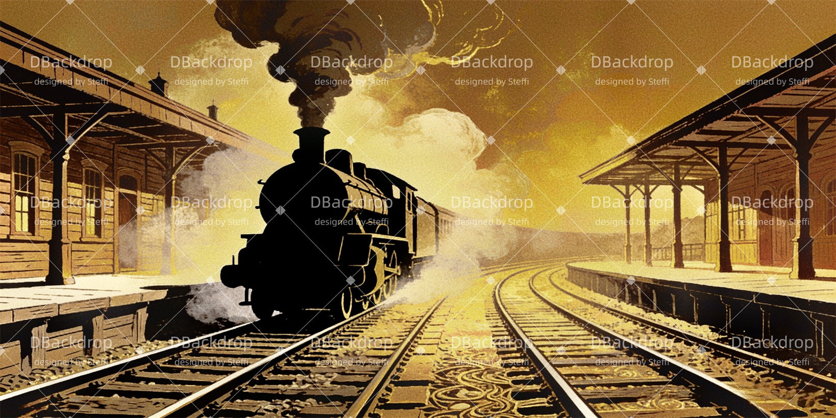 Theater Backdrop Vapor Train Platform Stage Backdrops For Sale UK CSH63-T12
