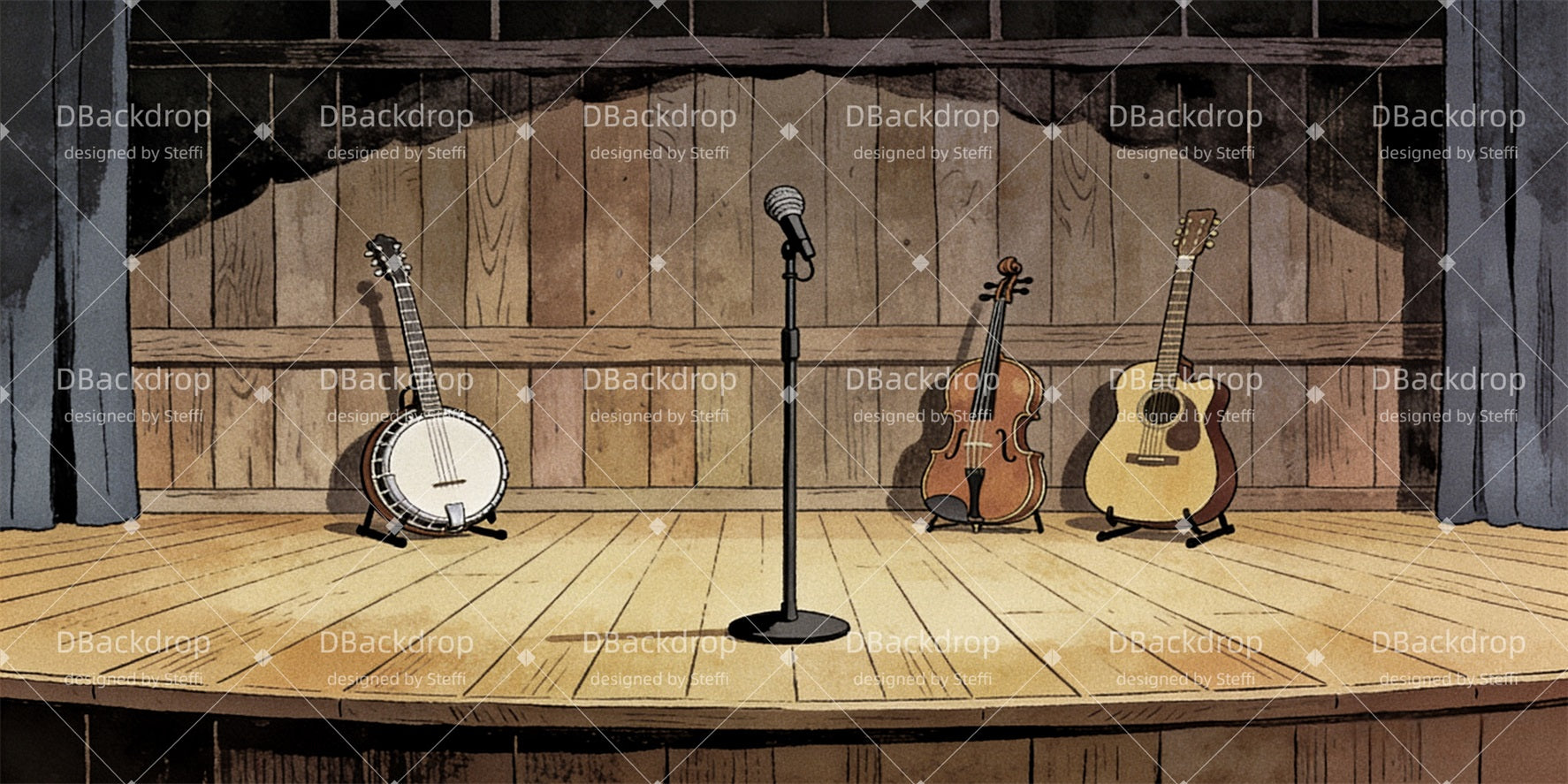 Stage Backdrop Bluegrass Band Performance Space School Play Backdrop UK CSH63-T20