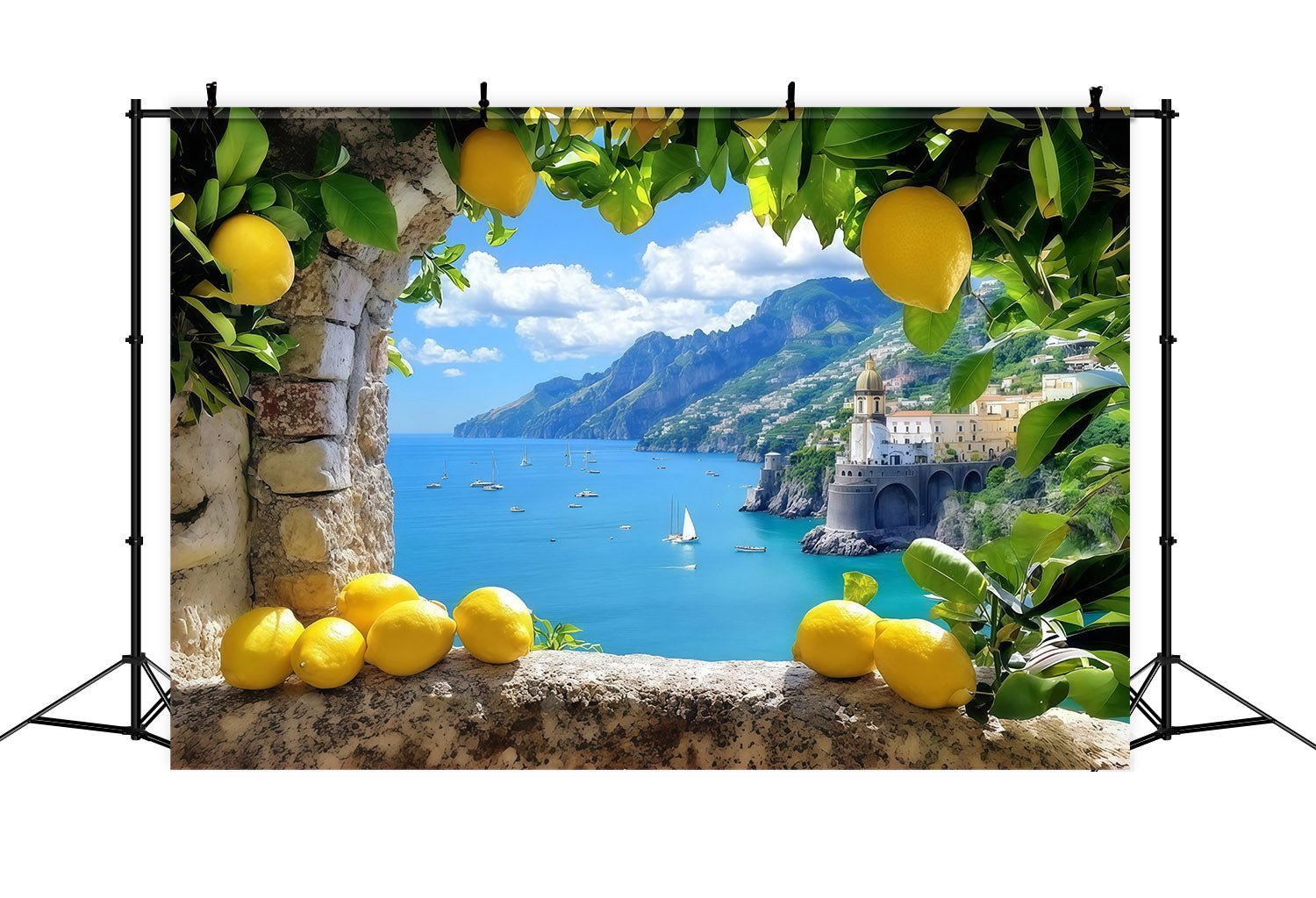 Amalfi Coast Backdrop Lemons Mediterranean Sea Scenery Summer Backdrop Ideas UK CSH64-81