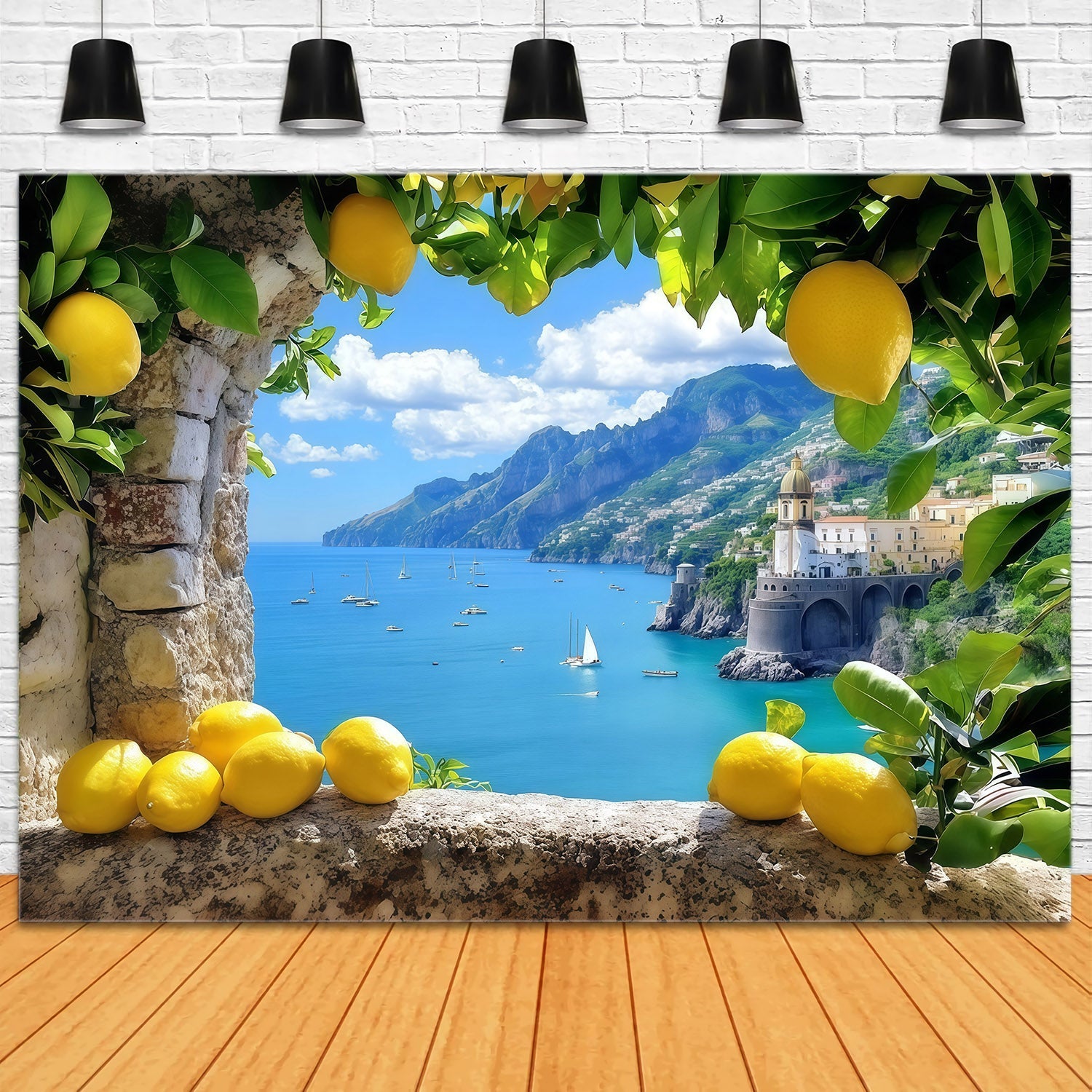 Amalfi Coast Backdrop Lemons Mediterranean Sea Scenery Summer Backdrop Ideas UK CSH64-81