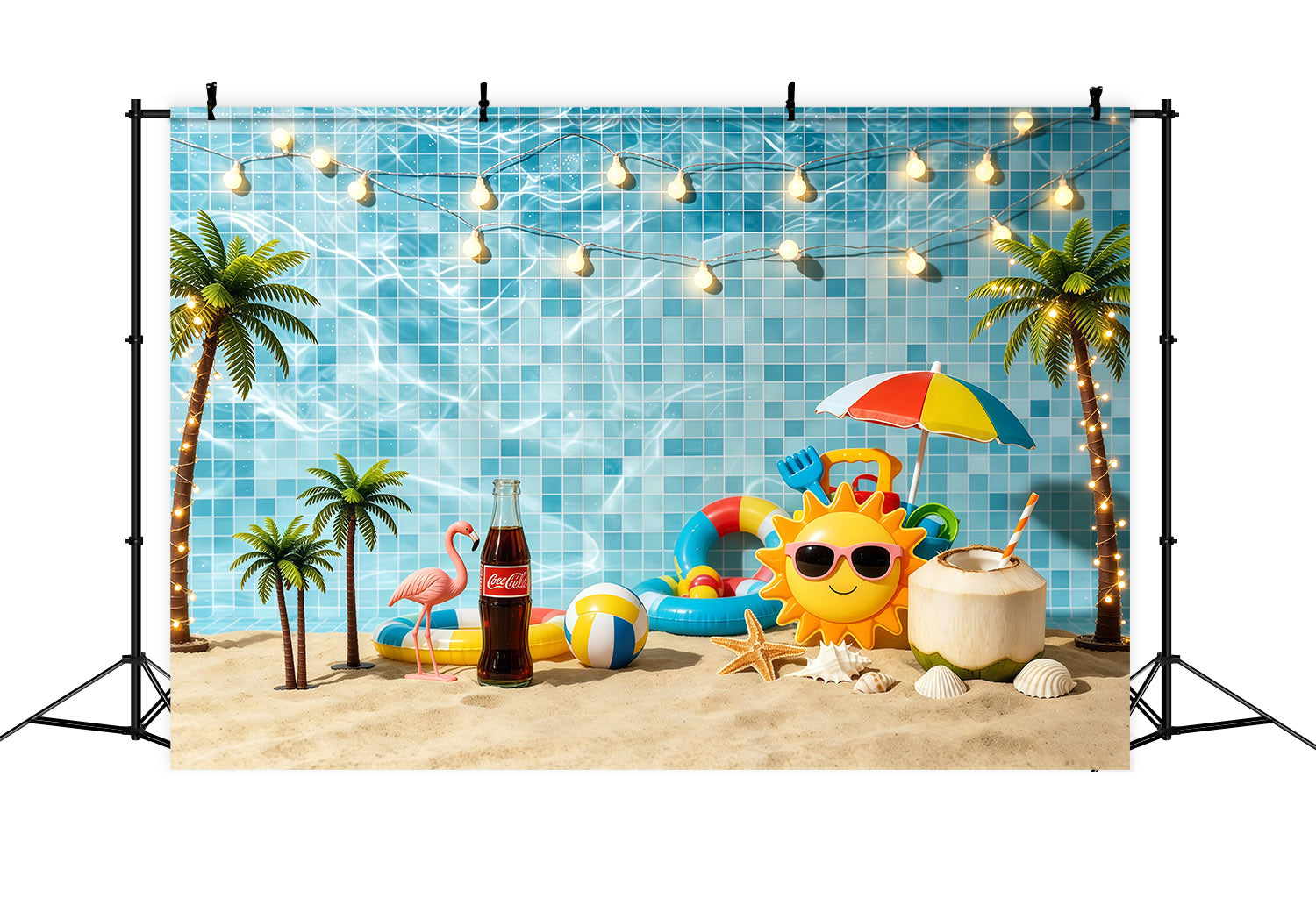 Beach Backdrop Swimming Pool Party Fun Decor Summer Beach Backdrop UK CSH64-83