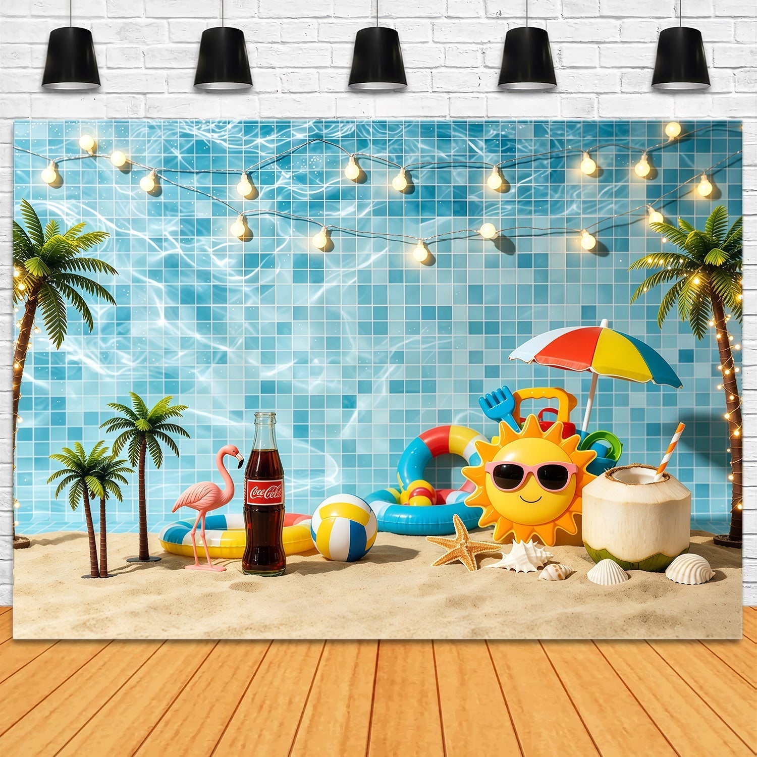 Beach Backdrop Swimming Pool Party Fun Decor Summer Beach Backdrop UK CSH64-83