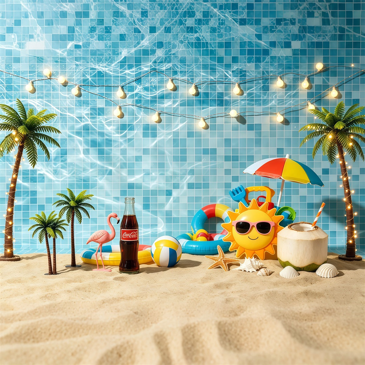 Beach Backdrop Swimming Pool Party Fun Decor Summer Beach Backdrop UK CSH64-83