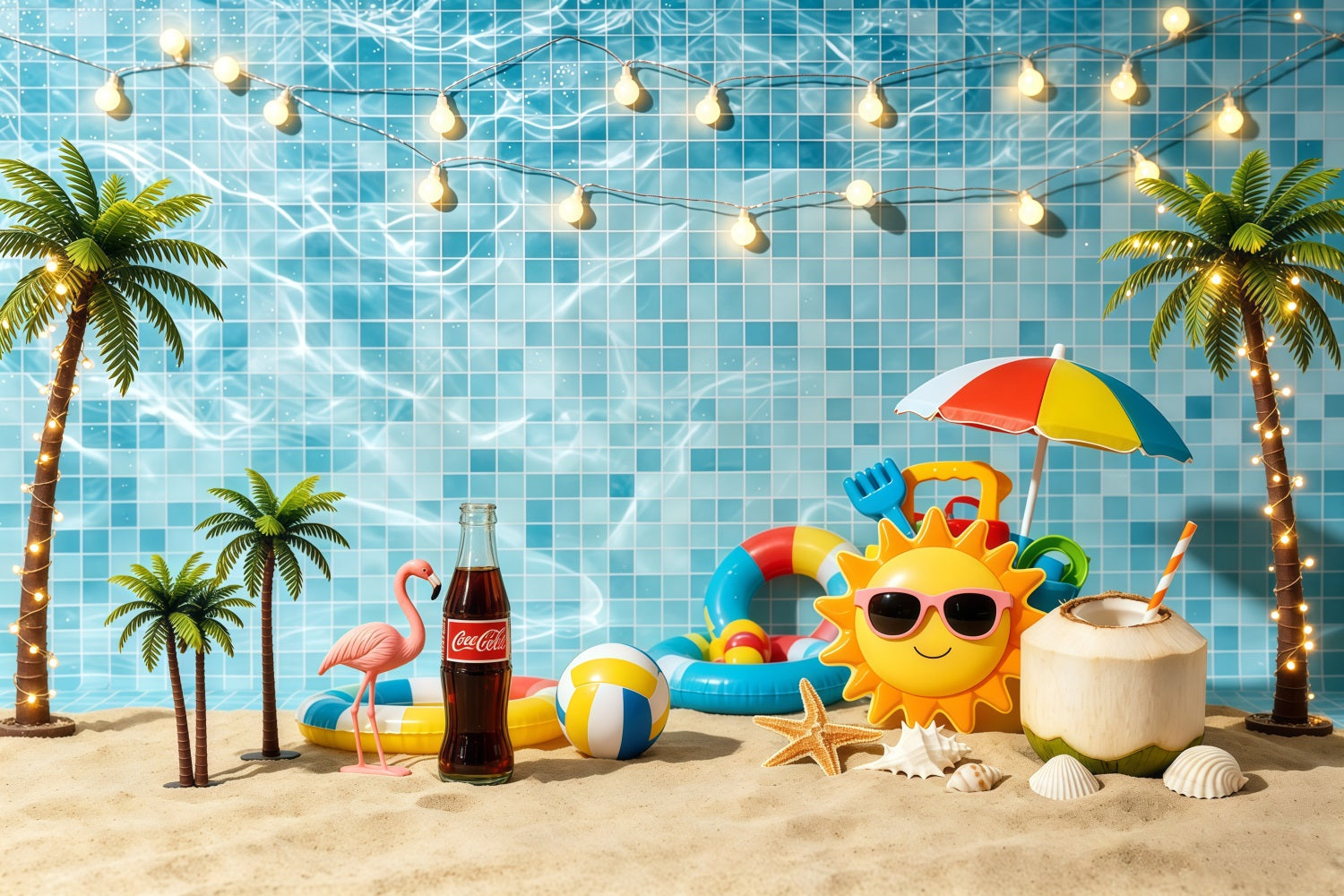Beach Backdrop Swimming Pool Party Fun Decor Summer Beach Backdrop UK CSH64-83