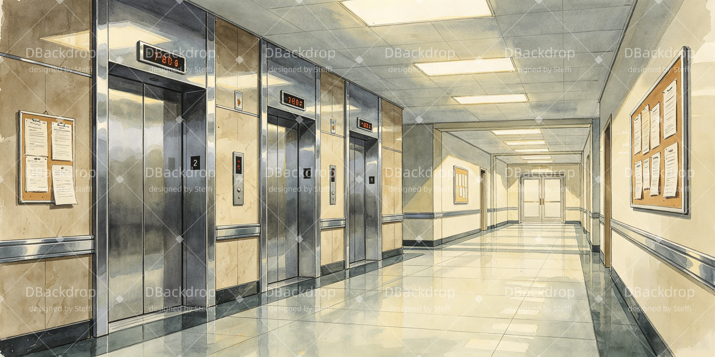 Theater Stage Backdrop Modern Office Hallway Performance Backdrops UK CSH66-T13
