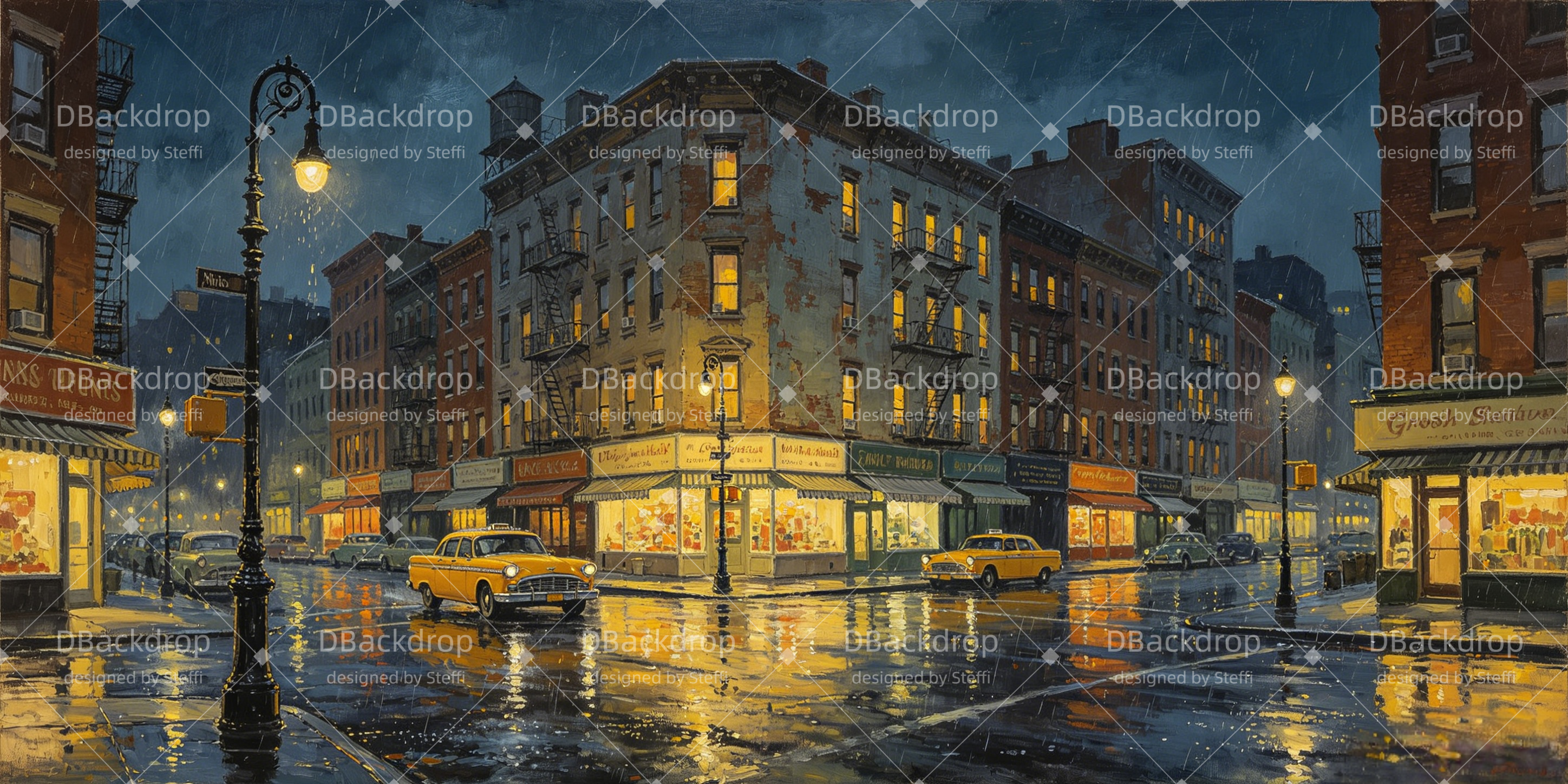Backdrops Theater Rainy City Street Stage Backdrop Ideas UK CSH66-T17