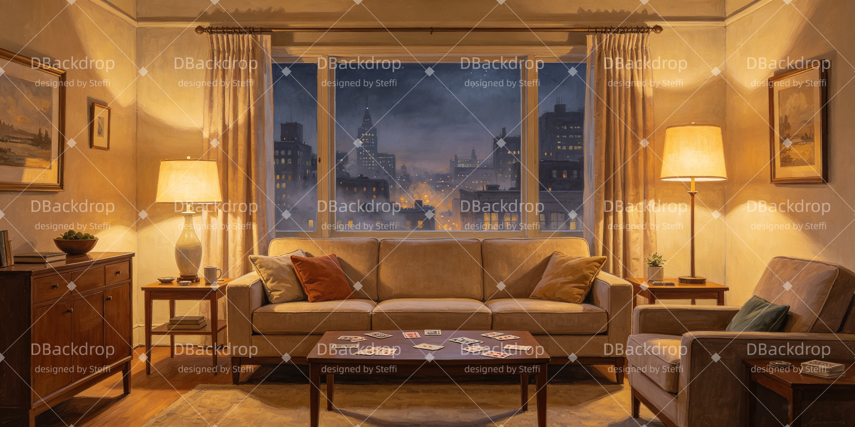 Theater Stage Backdrops Nighttime Living Room Scenic Backdrops UK CSH66-T20