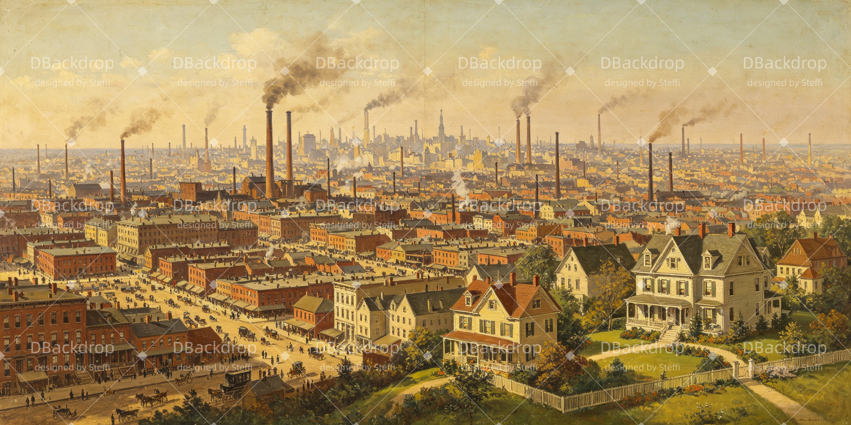 Large Stage Backdrops Industrial Cityscape Backdrop For Theater UK CSH66-T30