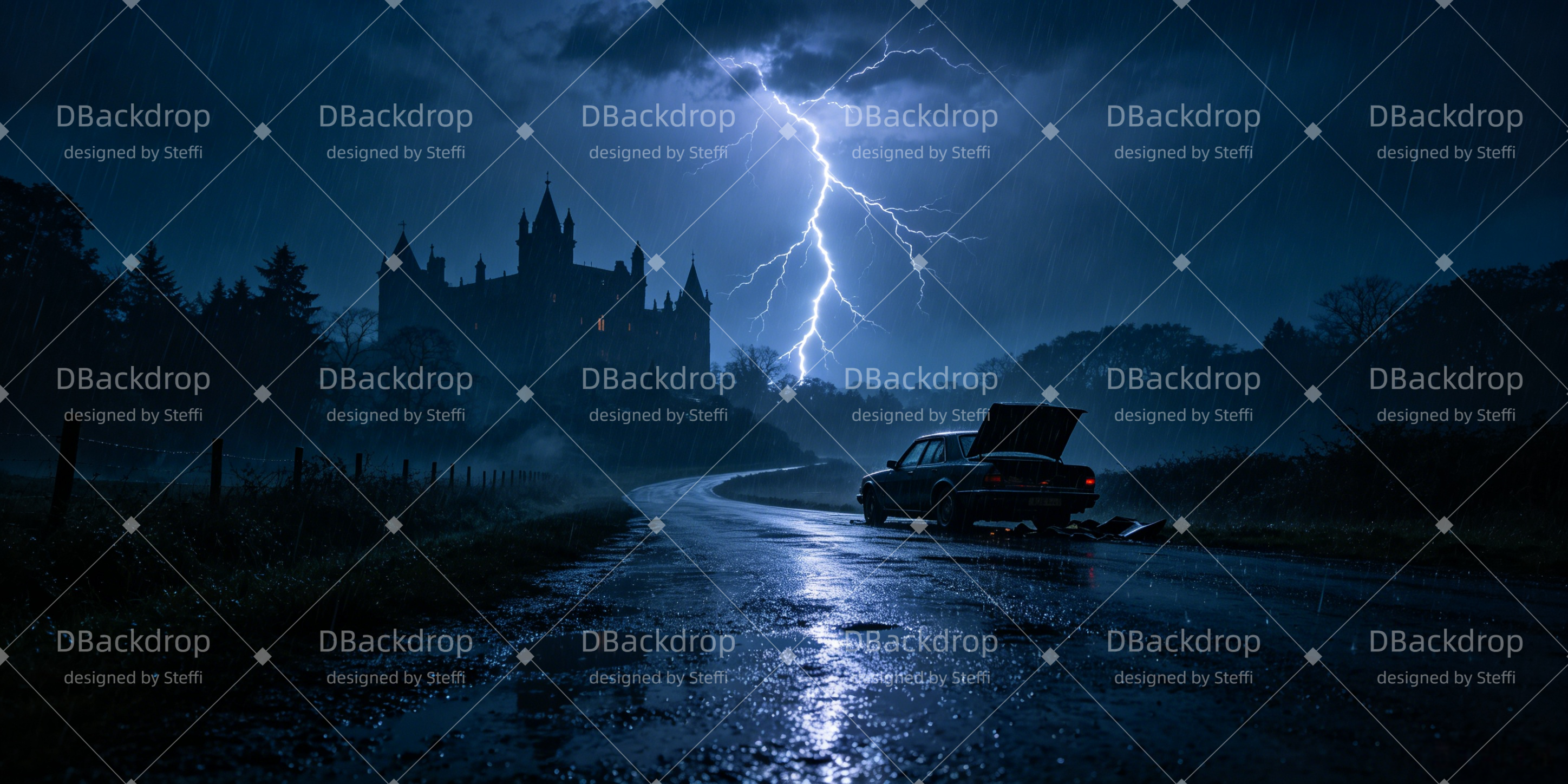 Stage Backdrop Stormy Castle Road Backdrop For UK Theater CSH66-T31