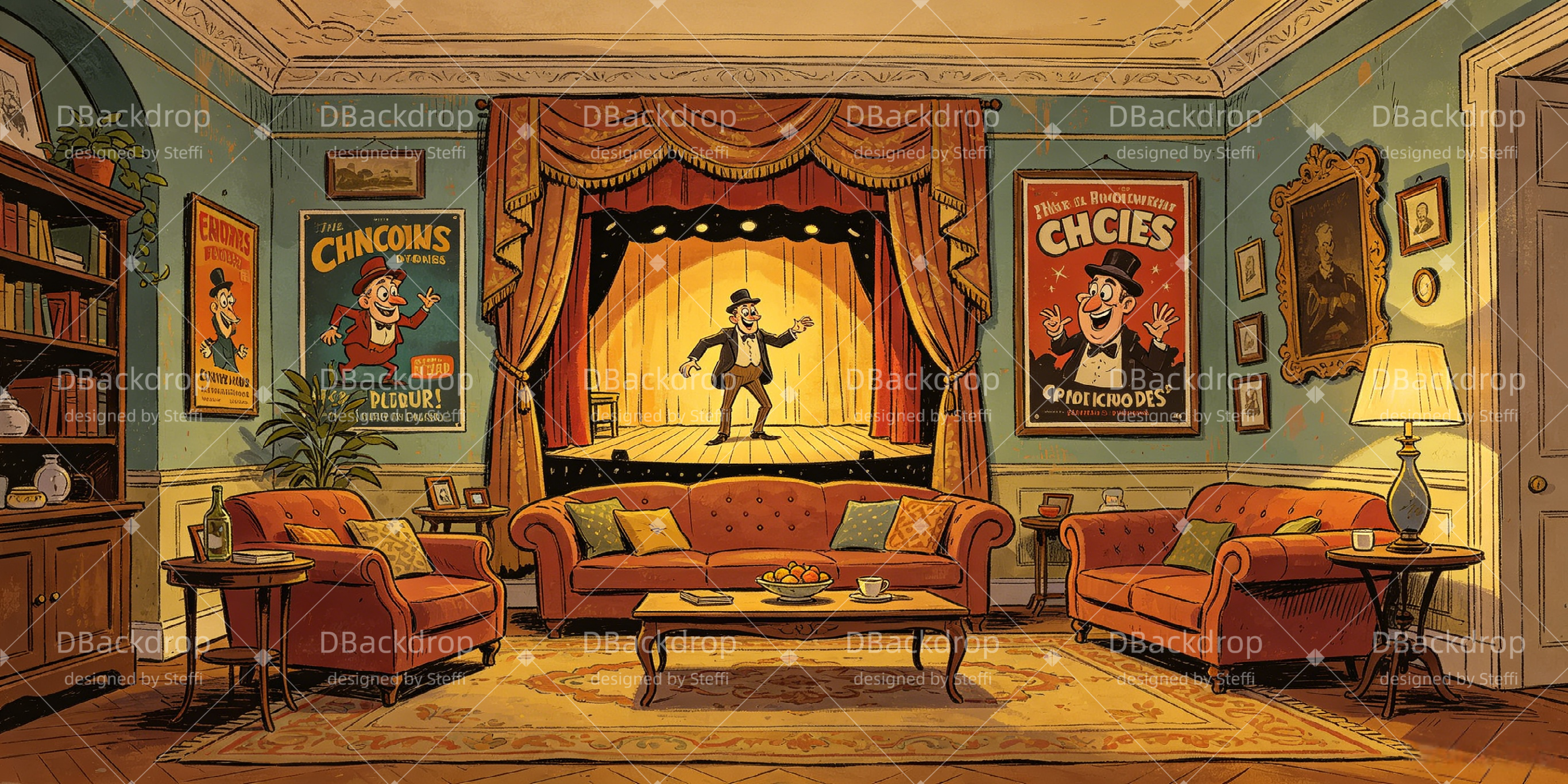Theater Backdrop Room Miniature Stage Performance Backdrops UK CSH66-T4