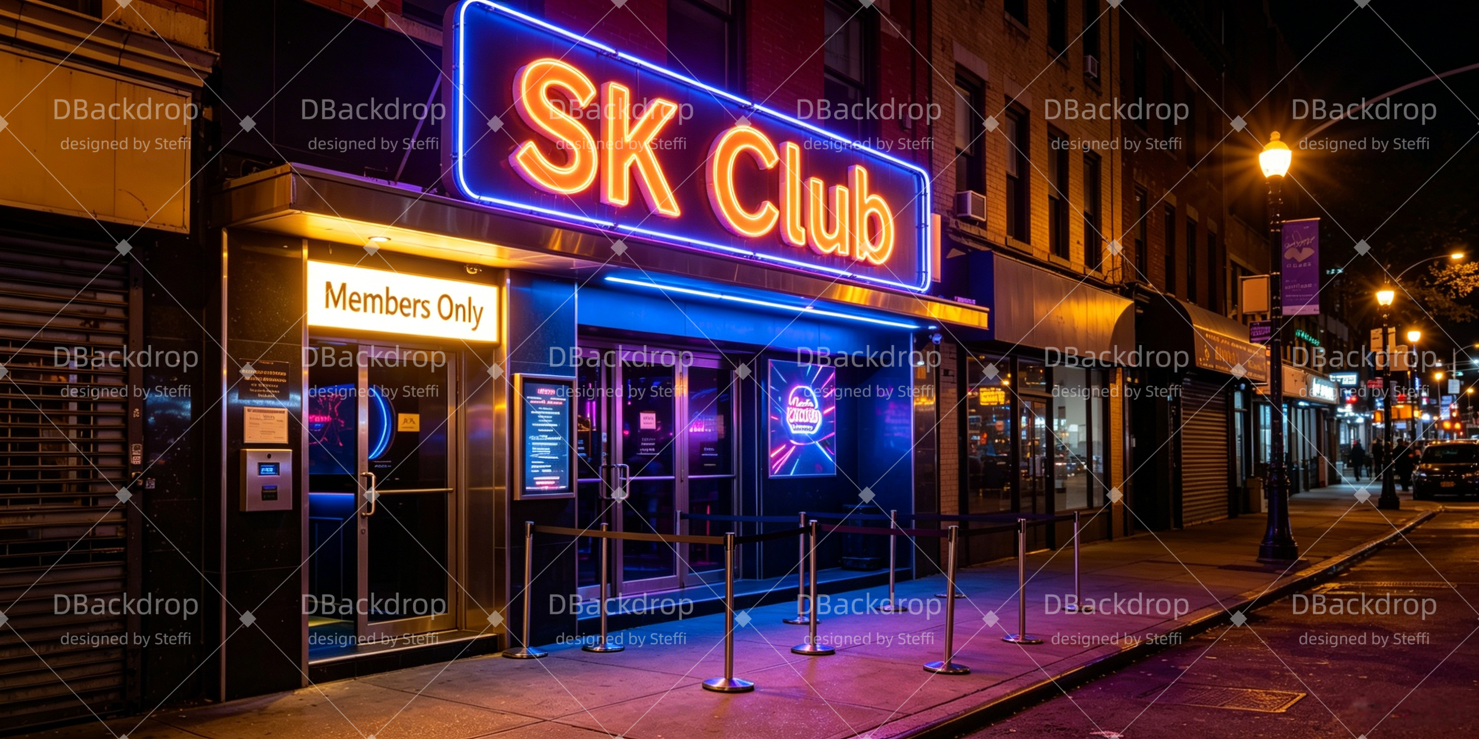 Performance Backdrop Neon Nightclub Broadway UK Stage Backdrop CSH66-T54