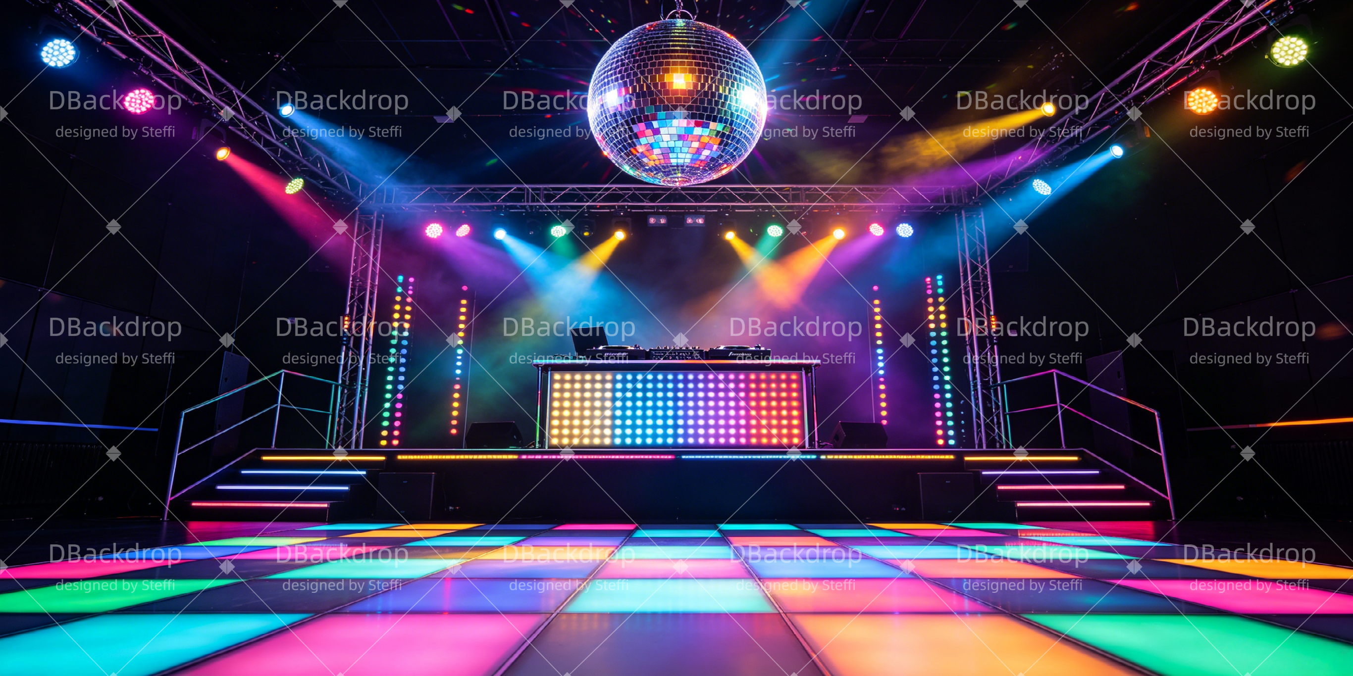 Broadway Stage Backdrop Colorful Disco Club Performance UK Backdrop CSH66-T55